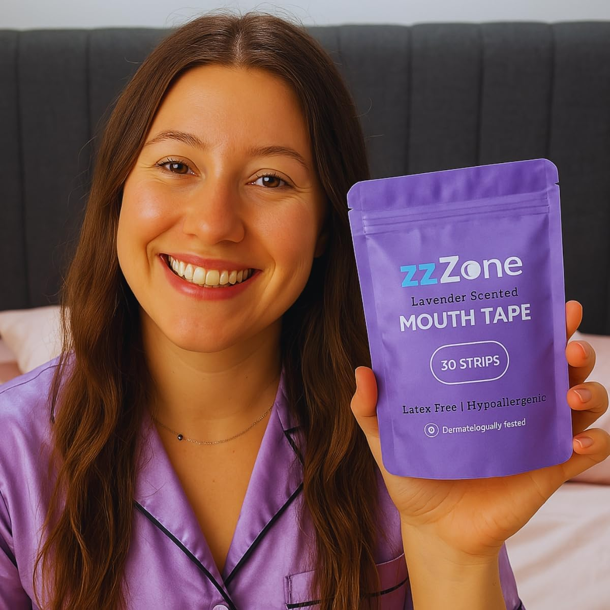 Lavender Scented Mouth Tape for Sleeping 30 anti Snoring Sleep Tape | Hypoallergenic Sleep Strips - 30 Pack image number 4