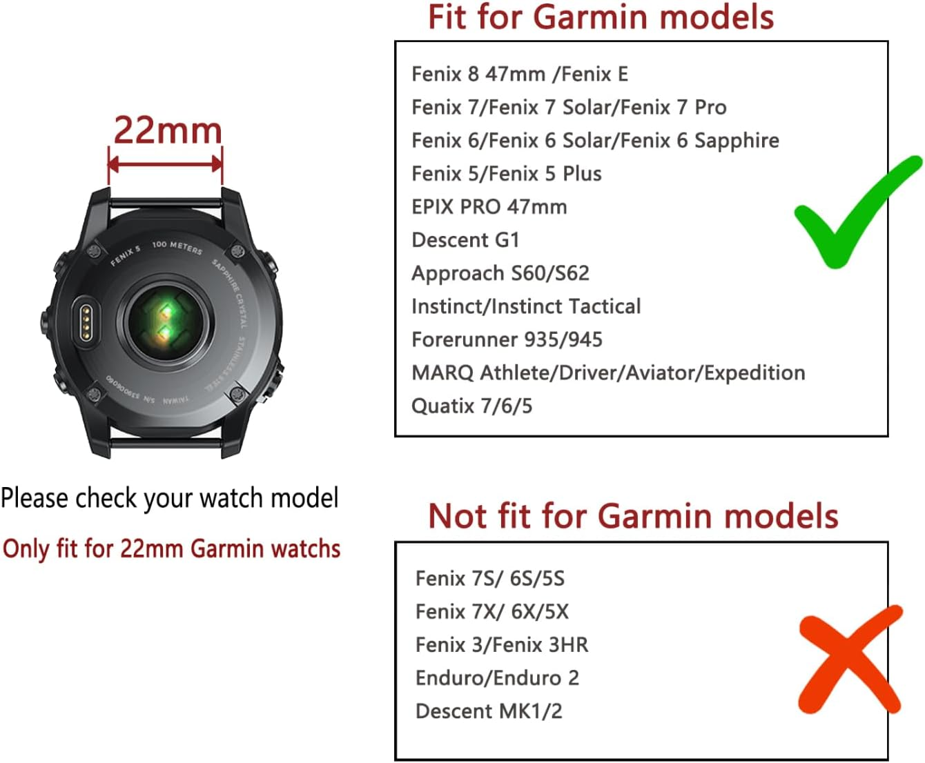 22Mm Nylon Quick-Fit Watch Bands for Garmin Fenix 8 47Mm, Compatible with Fenix E/Fenix 7/Fenix 6/Fenix 5/Epix Pro 47Mm Quick-Dry Watchbands