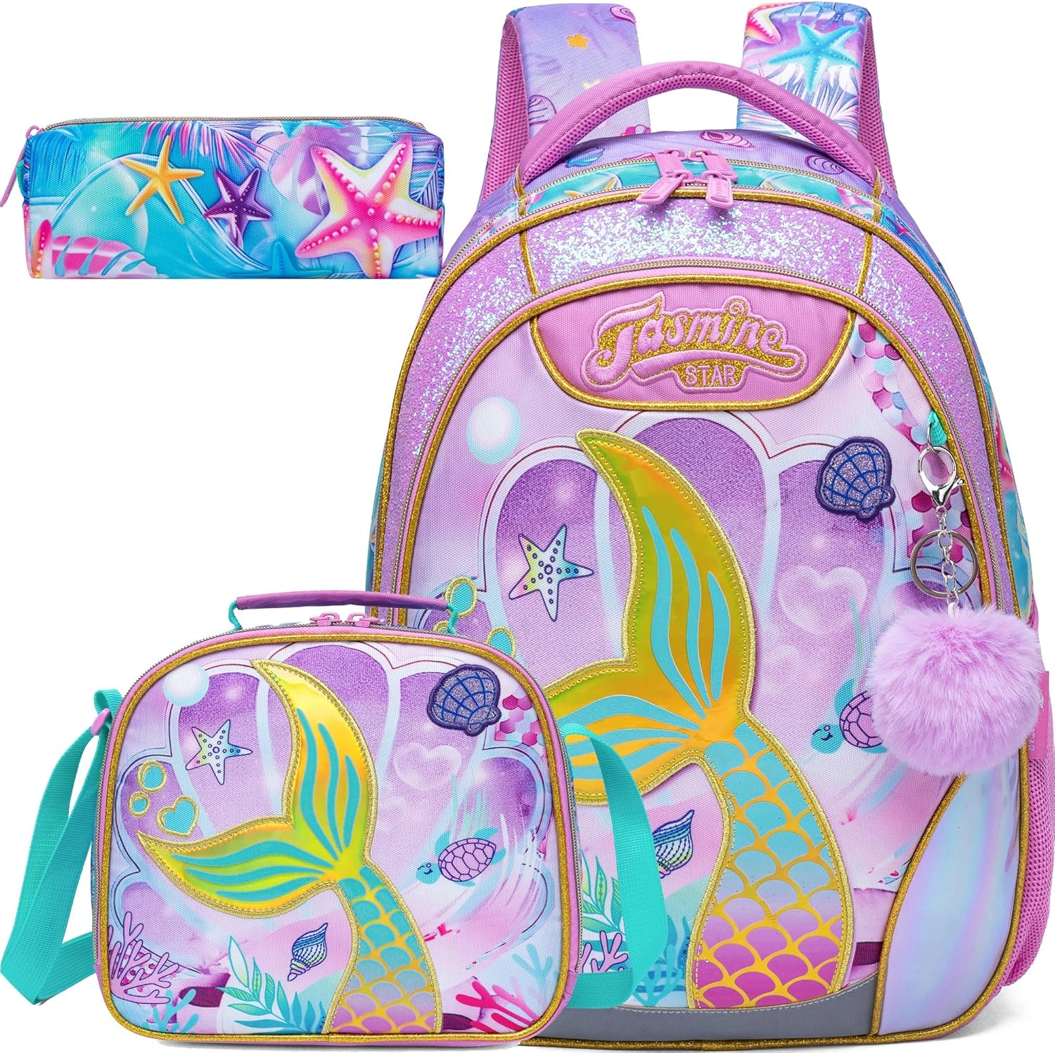 Meetbelify Backpacks for Girls School Backpacks with Lunch Box Pencil Case for Elementary Students Ages 8-10