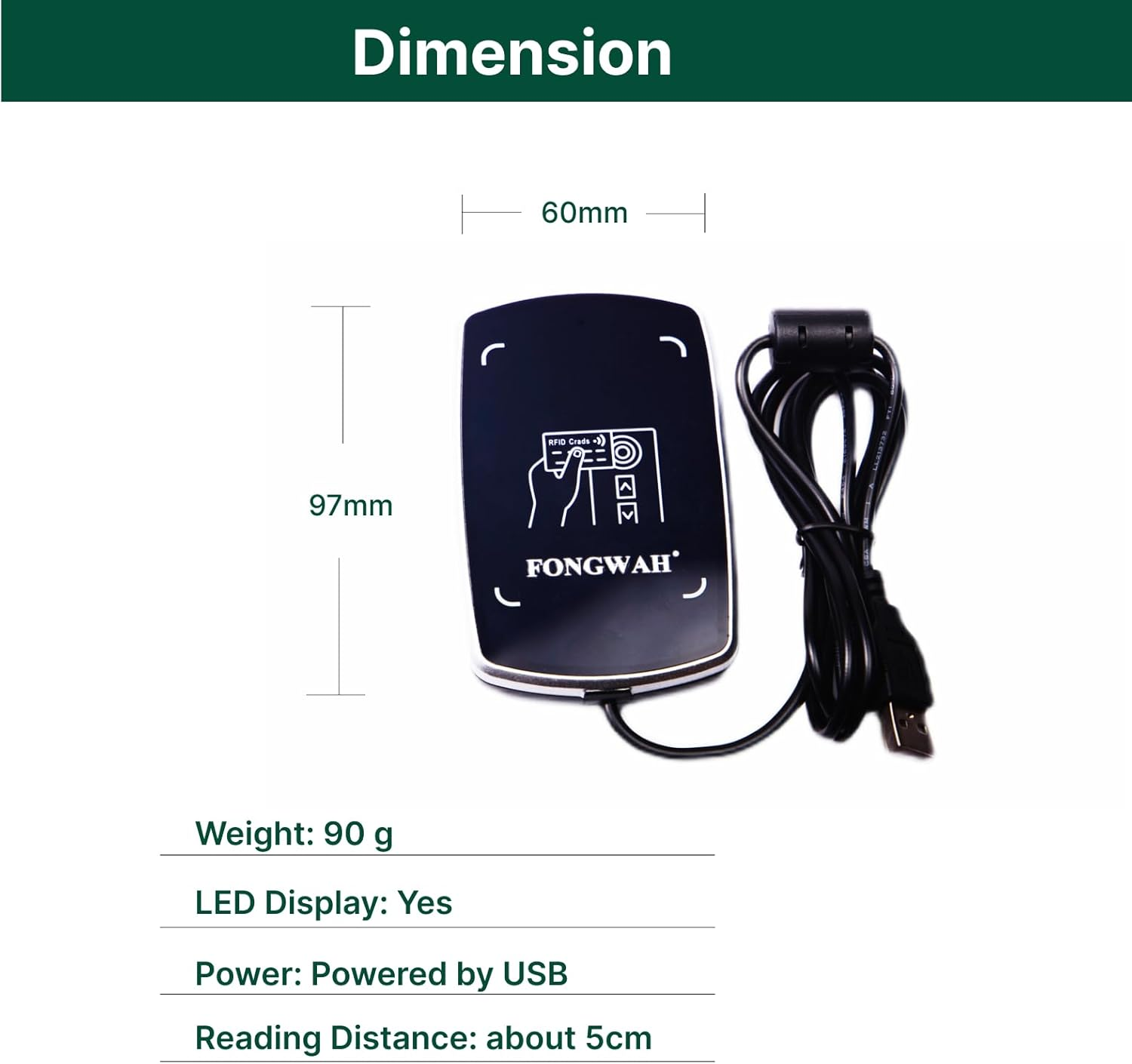 Fongwah Desktop RFID IC and ID Card Reader S7-EU-00-02, Keyboard Emulation Output, Support ISO14443A Cards /S50 Card and 125Khz ID Cards