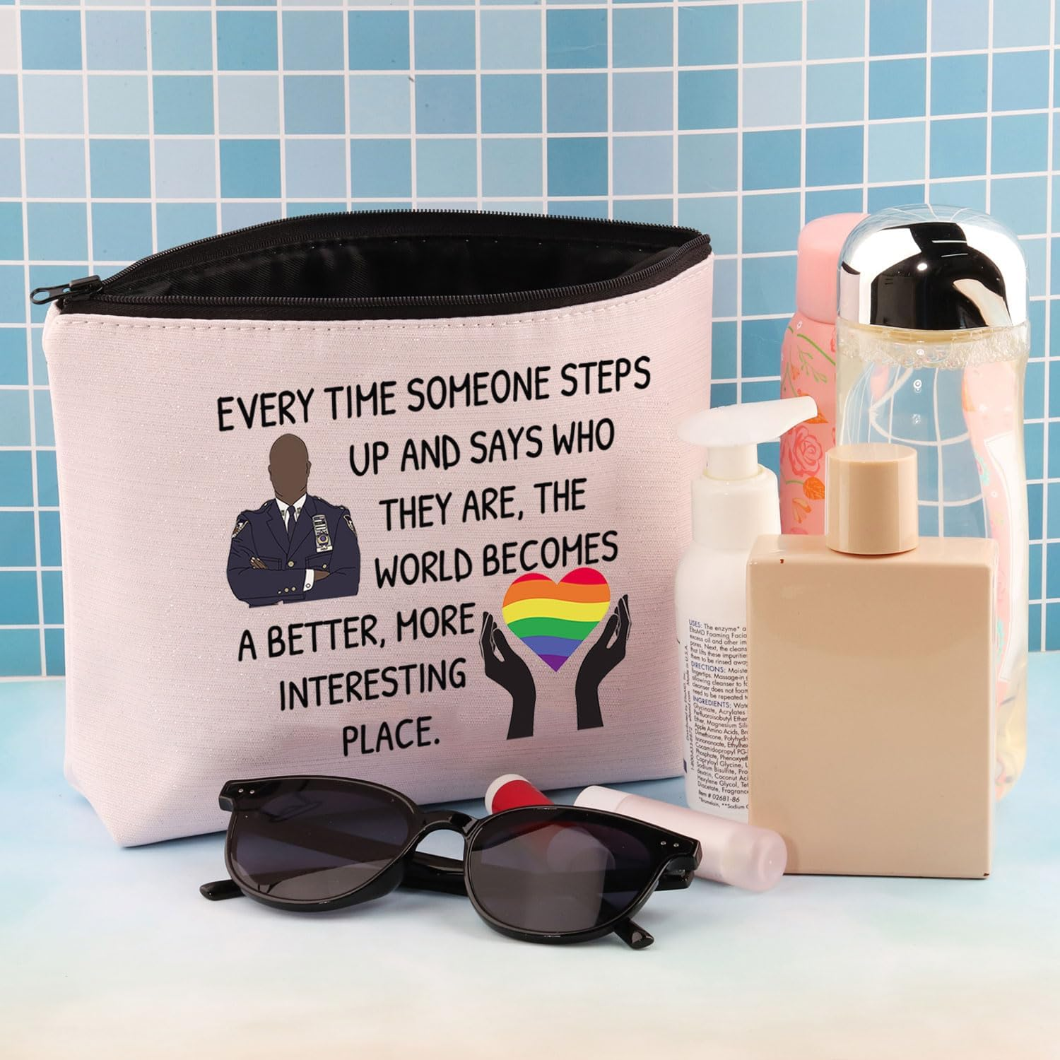 PLITI Brooklyn Makeup Bag Brooklyn Inspired Gift Nine-N Fan Gift Captain Bucky Inspired LGBTQ Gift 99TH TV Show Merchandise, Every Interesting Placeu, Fashion image number 1