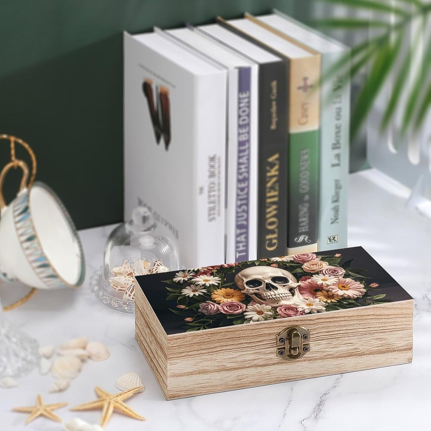 Bonsai Tree Sugar Skull Wooden Box Wood Wedding Keepsake Boxes with Lids Small Decorative Boxes Lightweight Wooden Memory Storage Box for Crafts Keepsakes Jewelry Photo Letter Storage image number 5