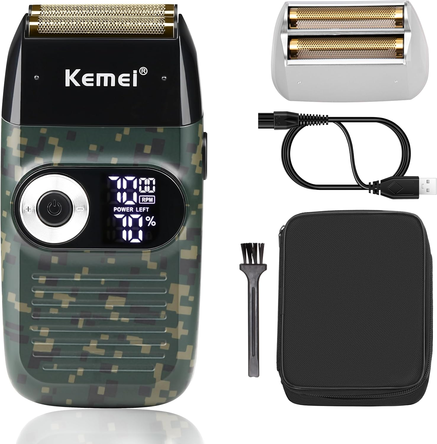 Kemei Cordless Metal Double Electric Shaver Razor for Men Close Electric Shavers, Type-C Rechargeable for Wet/Dry Shaving image number 5