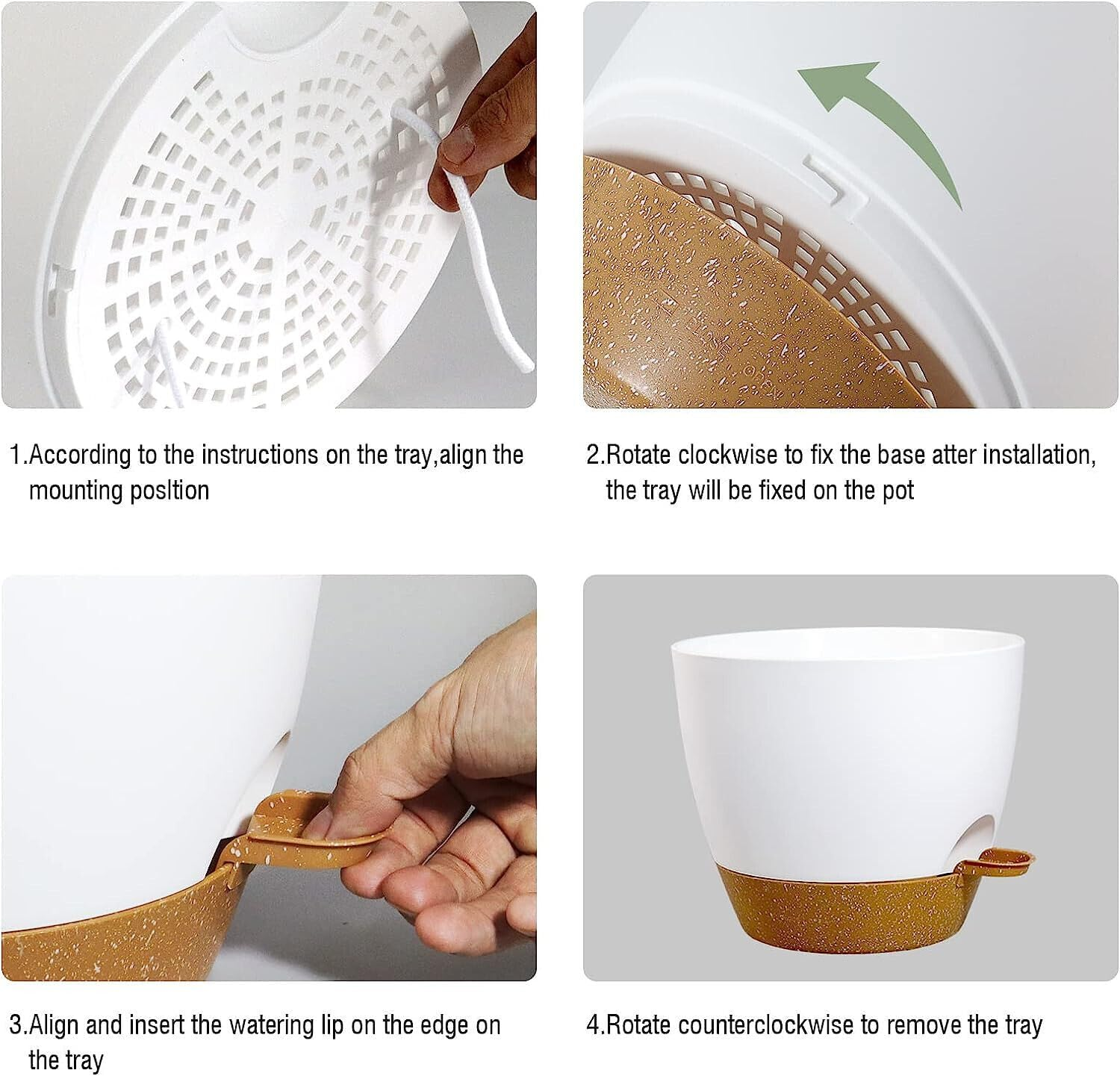 GROZY 9/10/12 Inch 3 Pcs Self Watering Planters Kit Indoor Garden Plants Flower Pots image number 6