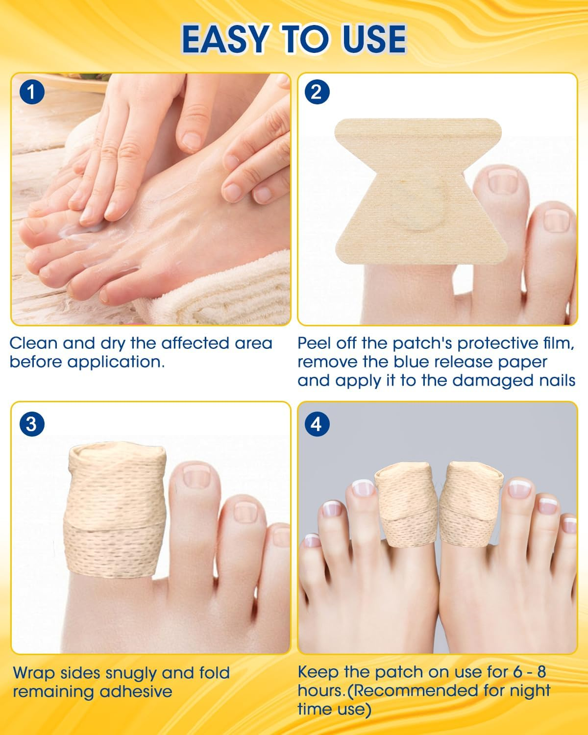 MYMULIKE Nail Repair Patches Extra Strength, 28 Count, Nail Repair for Damaged Nails, 8 Hour Nighttime Toenail Renewal Patches, Restores Appearance of Discolored, Thickened, Damaged Nails image number 4