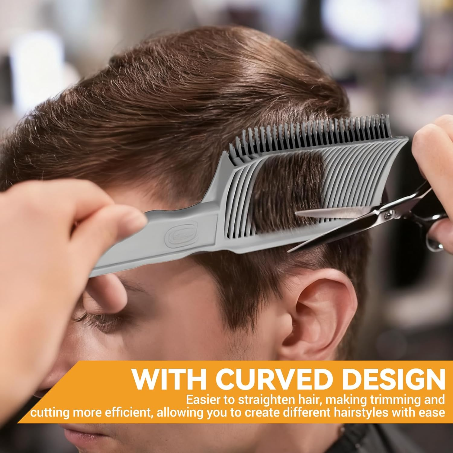 Set of 4 Hair Cutting Aid, Hair Cutting Comb for Men Set Hair Cutting Stencil Silicone Barber Comb Adjustable Hair Cutting Aid for Hair Cutting Yourself image number 5