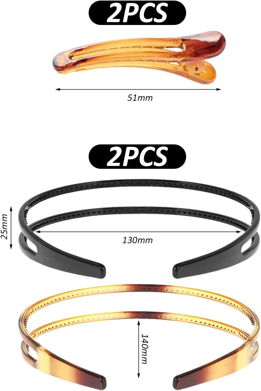 2 Pieces with Teeth Headbands, 2 Pieces Made of Plastic Hair Pins, Simple and Fashionable, Universal for Men and Women, Non-Slip Headwear, Creative Multifunctional Hair Accessories image number 4