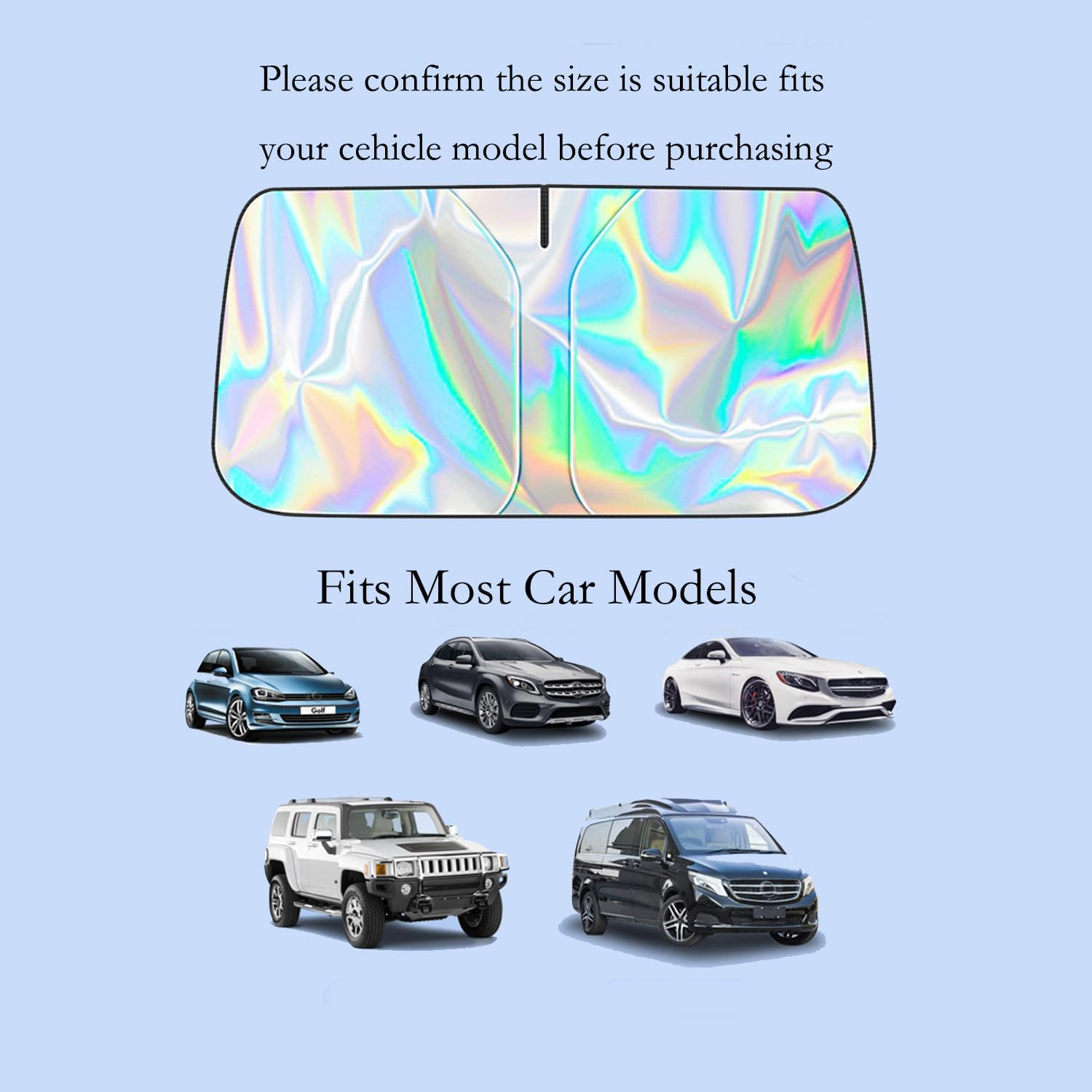 Car Windshield Sun Shade with Storage Pouch. Foldable Reflective Sun Visor Front Windshield Block UV Rays,Protection for Car Interior,Suitable for Most Cars (Large)