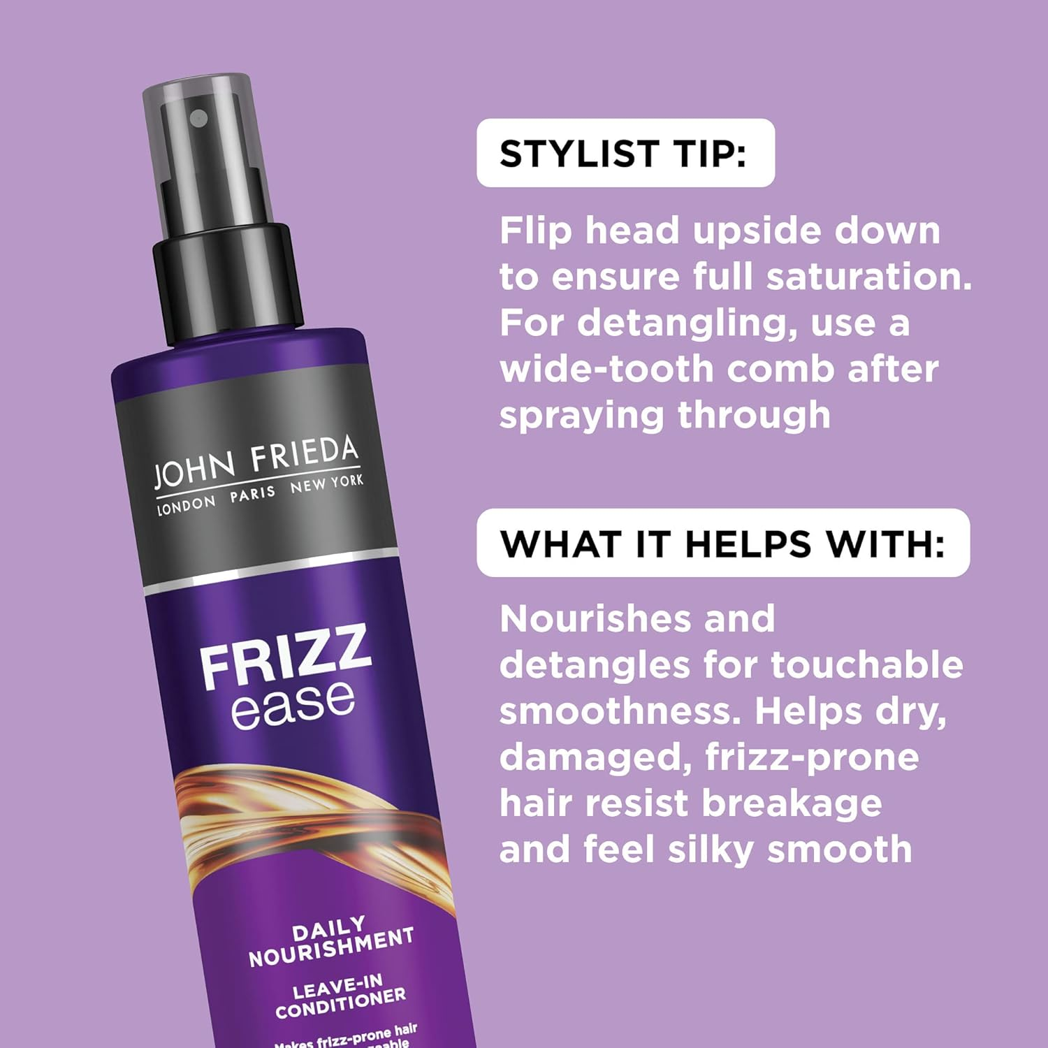 John Frieda Frizz Ease Daily Nourishment Conditioner for Frizz-Prone Hair with Vitamin A, C, and E, Black/Anthracite/Orange, 236 Ml (Pack of 2) image number 3