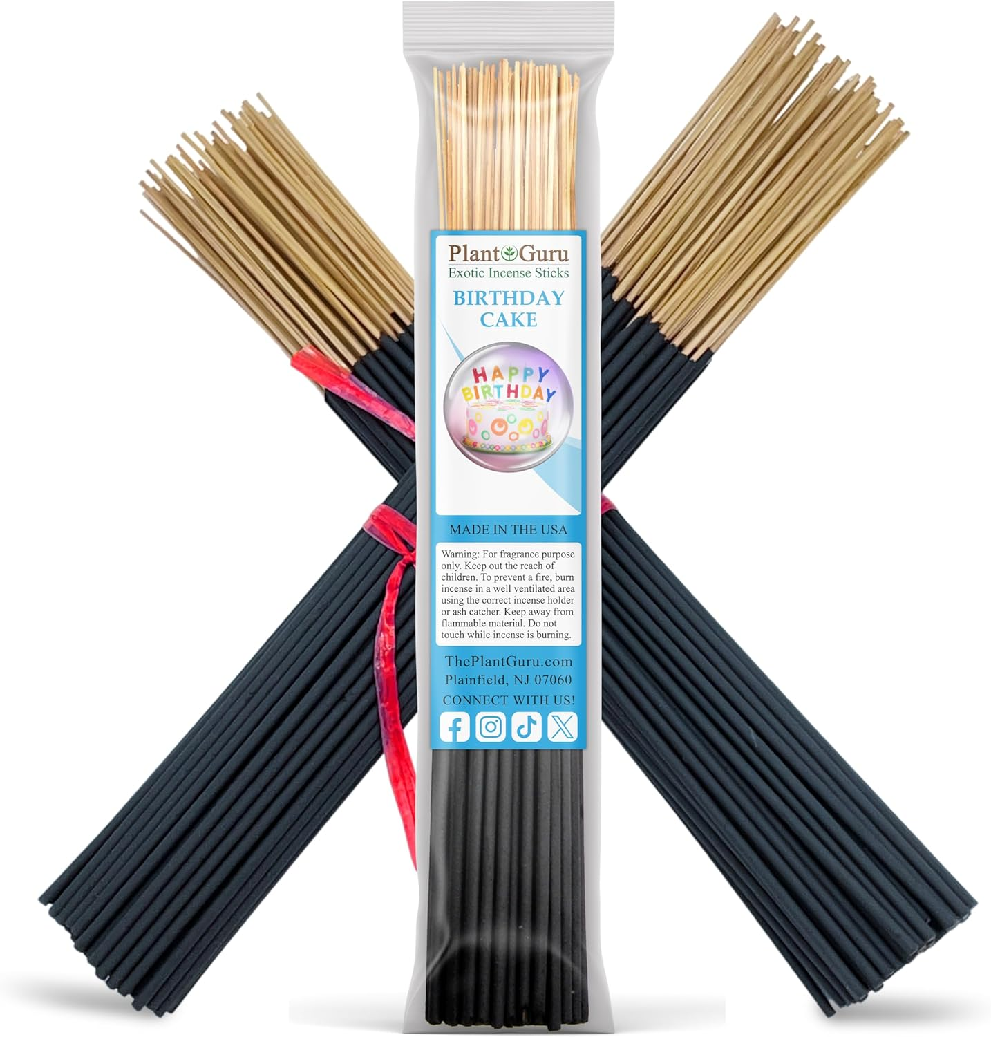 Birthday Cake Incense Sticks 11" - 1 Bundle 85 to 100 Sticks - Smooth and Clean Long Burn Time, 45 to 60 Minutes. image number 1