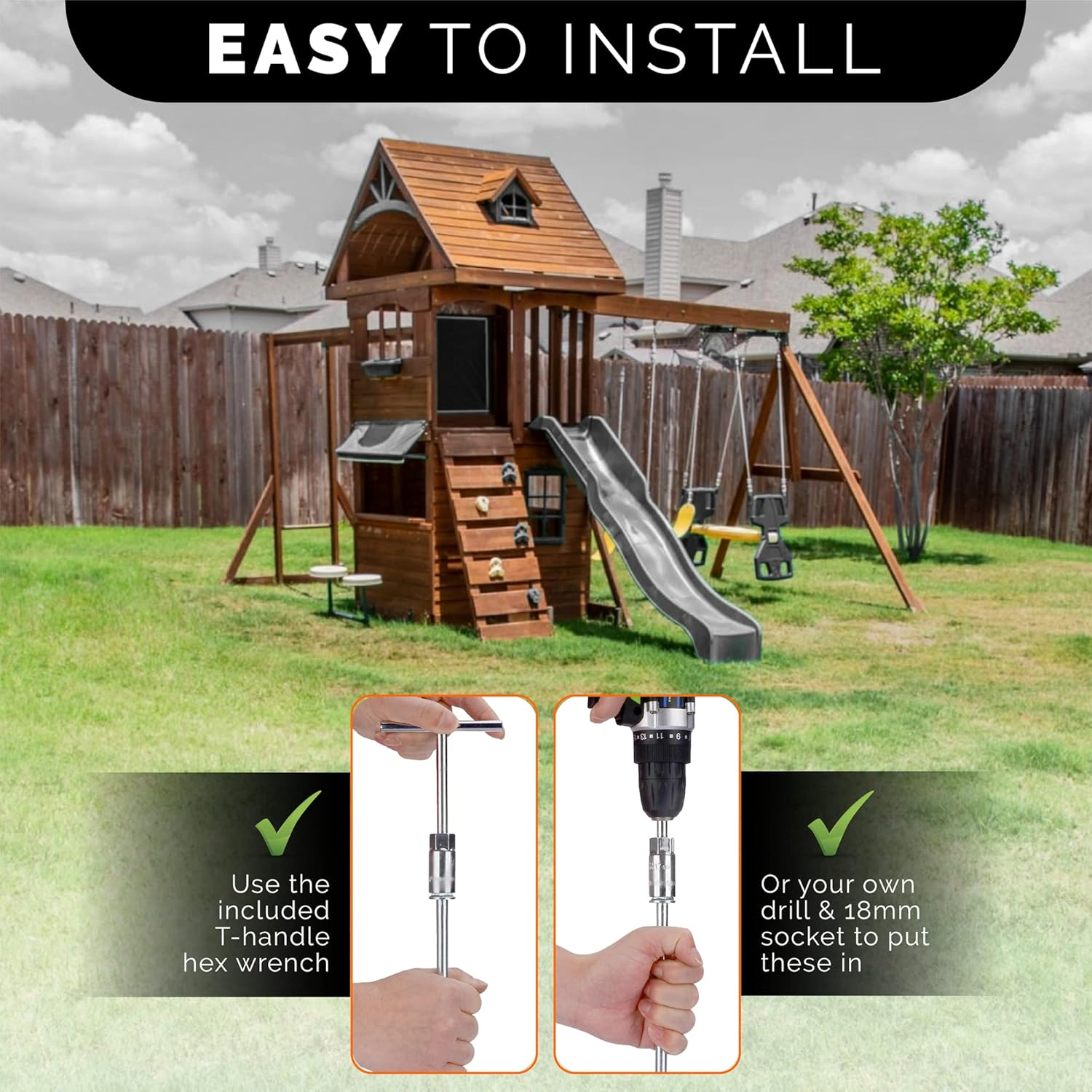 Ground Anchors Screw in - 12 Inch Set of 4 - Tent Stakes Heavy Duty - Trampoline Anchor Kit - Earth Anchor - Swing Set Anchors for Metal Swing Set - Trampoline Stakes Anchors High Wind image number 6