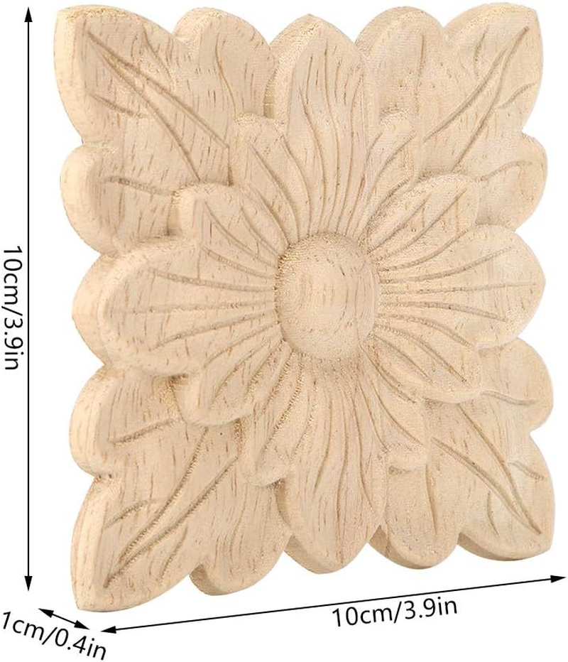 Wooden Carved Floral Appliques, 4 Pieces, Decorative Furniture and Door Accessories image number 6