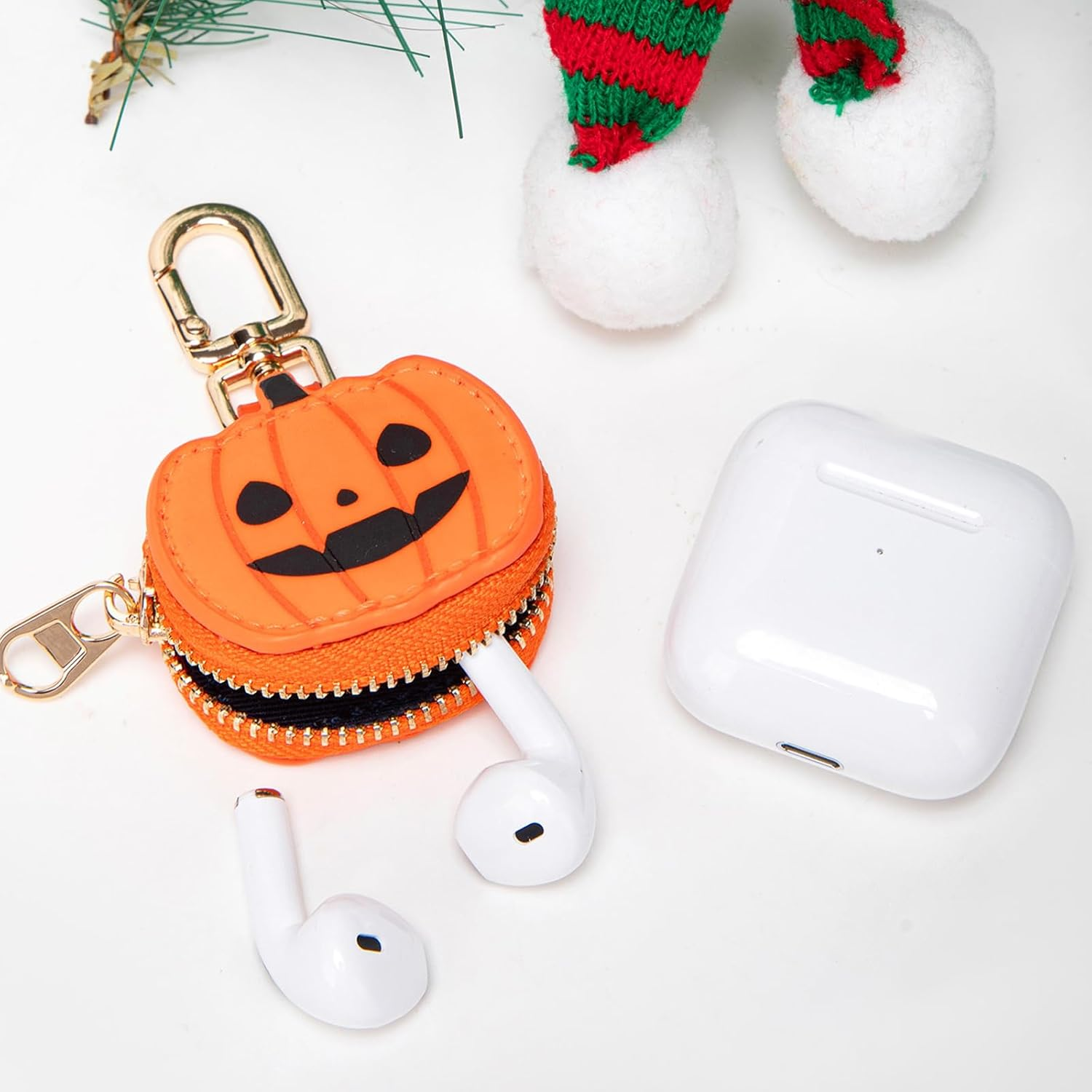 [Xinsheinelry] Small Leather Coin Purse Keychain Pumpkin Purse Bag Charm Accessories for Handbag Women Bag Charm Accessories - Oh! image number 3