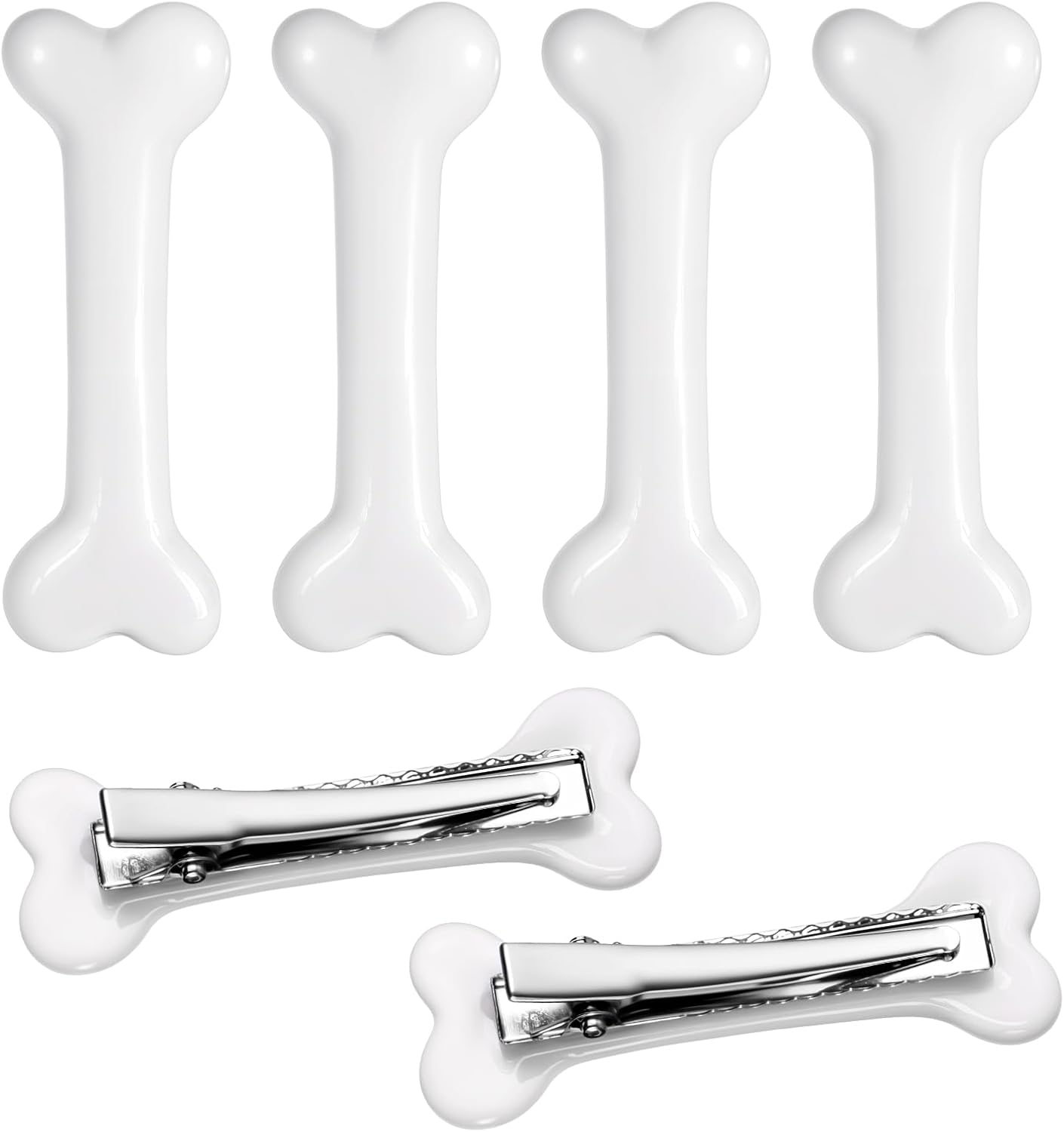 6 Pcs Bone Hair Clip, White Bones Hairpins Skull Skeleton Hairpins for Women Girls White Dog Bone Alligator Clips Halloween Cosplay Costume Decorative Hair Pins Accessories, Daily Wear image number 3