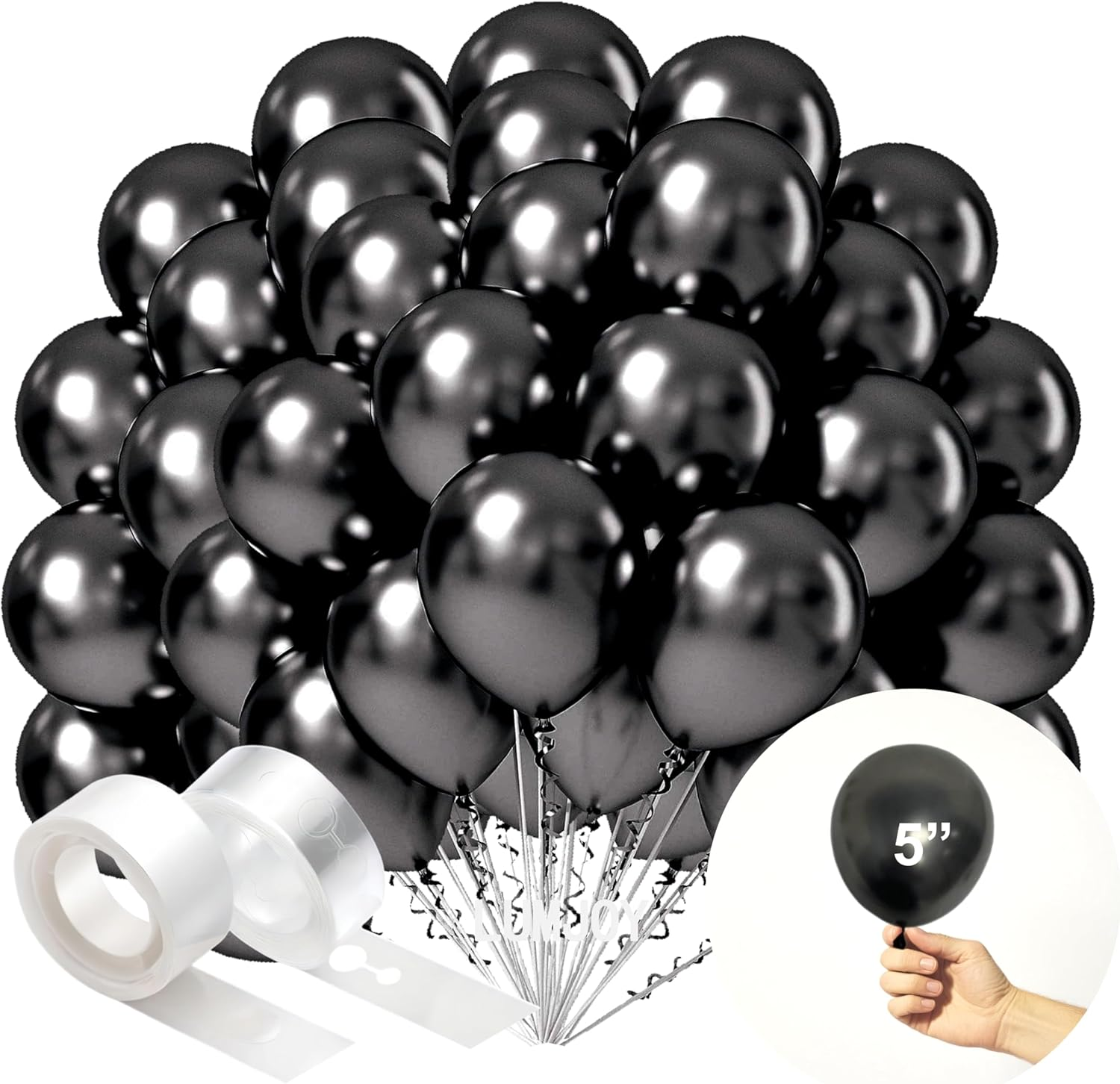 Lumjoy Green Metallic Balloons 100 Pack, 5 Inch (12Cm) Shiny Latex Balloons with Glue Dots & Strip for Weddings, Birthday, Baby Showers & Party Decorations