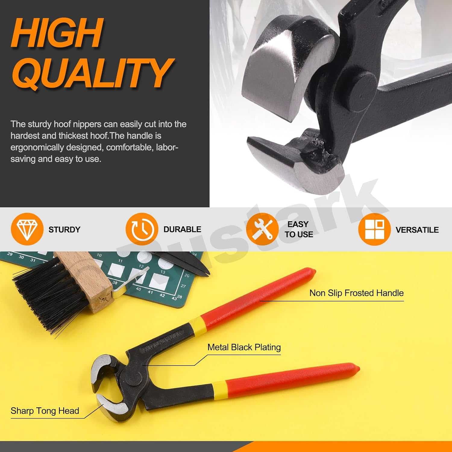 5Pcs Professional Farrier Tools Kit with Roll Pack Hoof Trimming Tools Set Includes Hoof Nipper, Hoof Trimming Shears, Hoof Rasp, Hoof Cutter for Horse image number 6