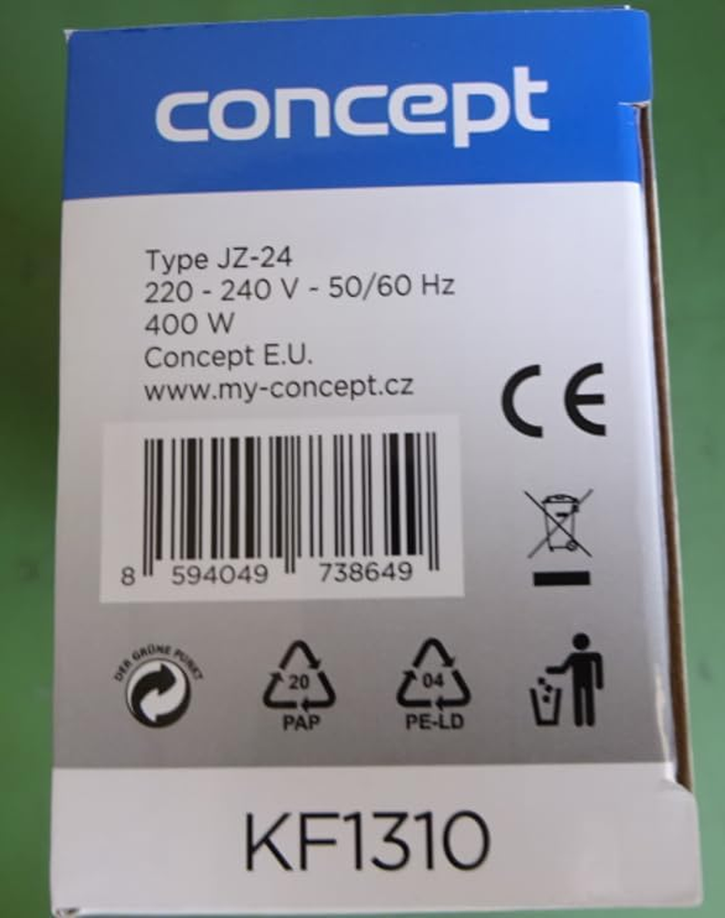 CONCEPT Kf-1310Ze Hot Air Brush 2 Attachments 20 and 16 Mm Green image number 1