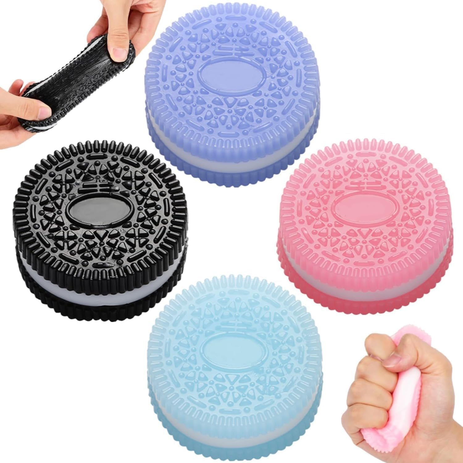 Taba Squishy Biscuit Cookie Toy &ndash; Stress Relief Squishy Toys for Kids & Adults &ndash; Soft Squeeze Kawaii Fidget &ndash; Cute Dessert Shape Sensory Toy for Relaxation & Anxiety 4 Pcs image number 4