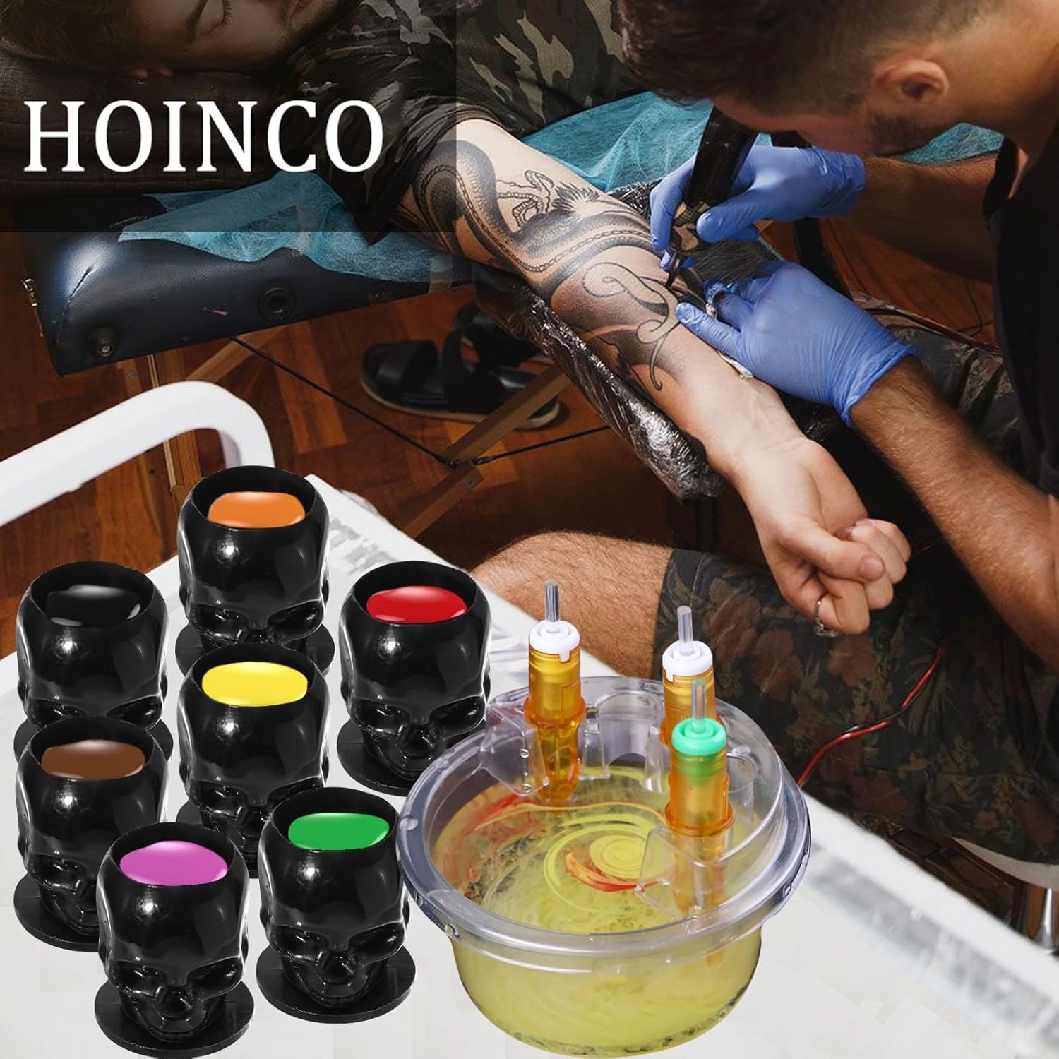 HOINCO 20PCS Disposable Tattoo Cartridge Cup Holder,Tattoo One Piece Needle Placement Rack Disposable Plastic Cup Working Cup Cleaning Cup image number 3