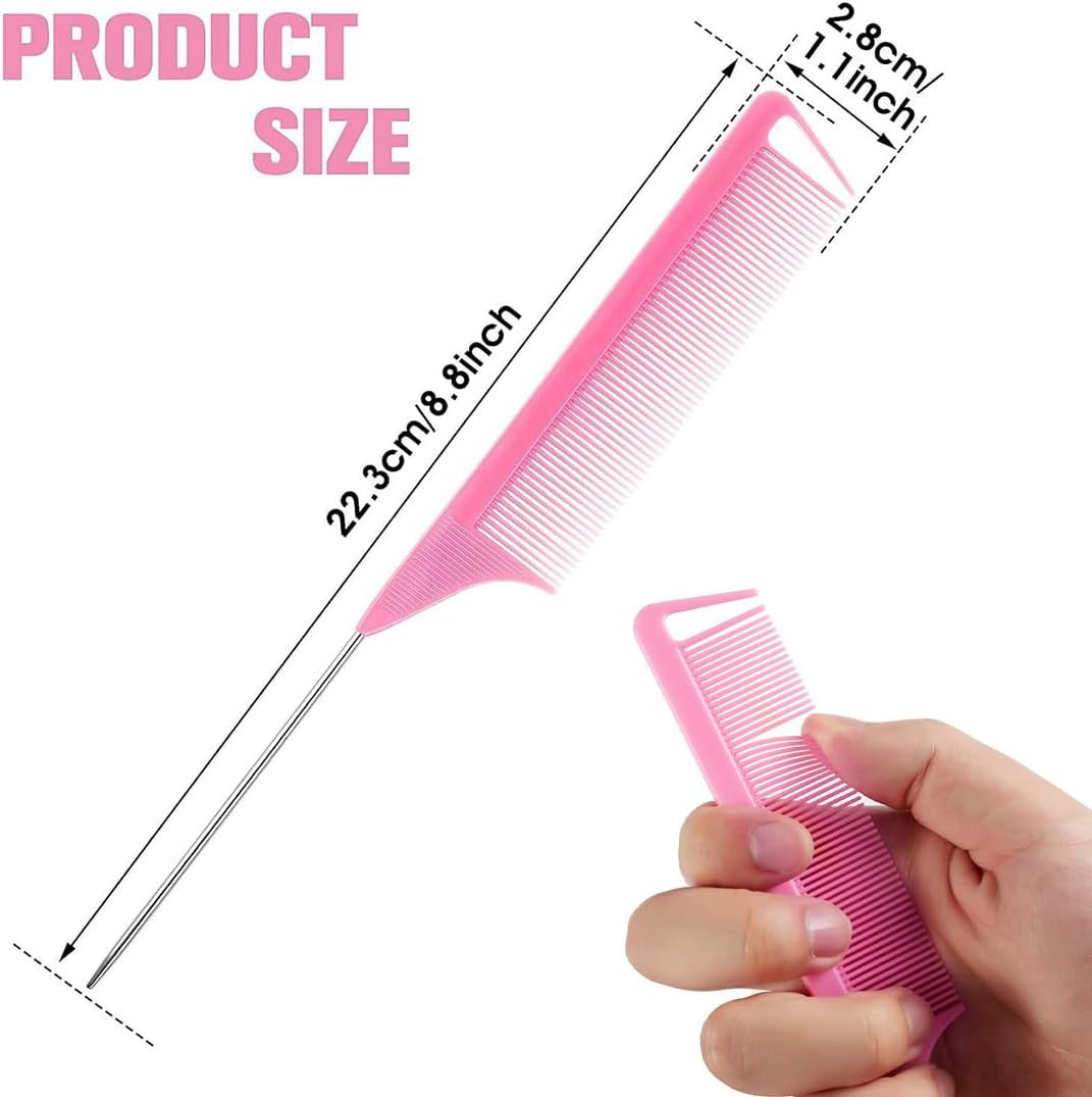 DLPRK Pack of 4 Heat Resistant Antistatic Carbon Fibre Hair Comb with Handle for Hair Styling Salon image number 3