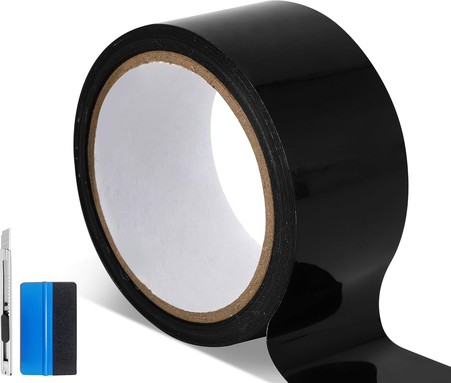 LZLRUN Free Tool Kit Satin Black Vinyl Wrap Kit for Black Out Chrome Delete Window Trim Door Trim (1Inches X 30Feet)