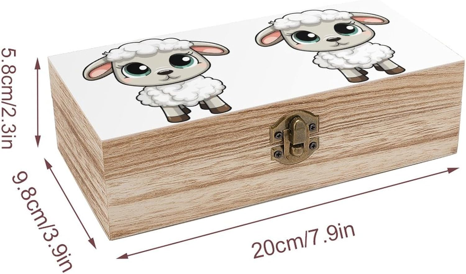 Lamb Wooden Box Wood Wedding Keepsake Boxes with Lids Small Decorative Boxes Lightweight Wooden Memory Storage Box for Crafts Keepsakes Jewelry Photo Letter Storage image number 3
