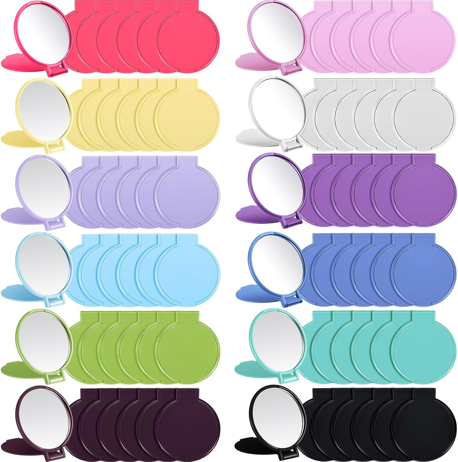 Jetec 40 Pieces Compact Mirrors Bulk Gifts Mini Vintage Pocket Mirrors for Purse Small Portable Folding round Makeup Stuffs for Travel Daily Use Party Favors Women (Classic Colors Set)