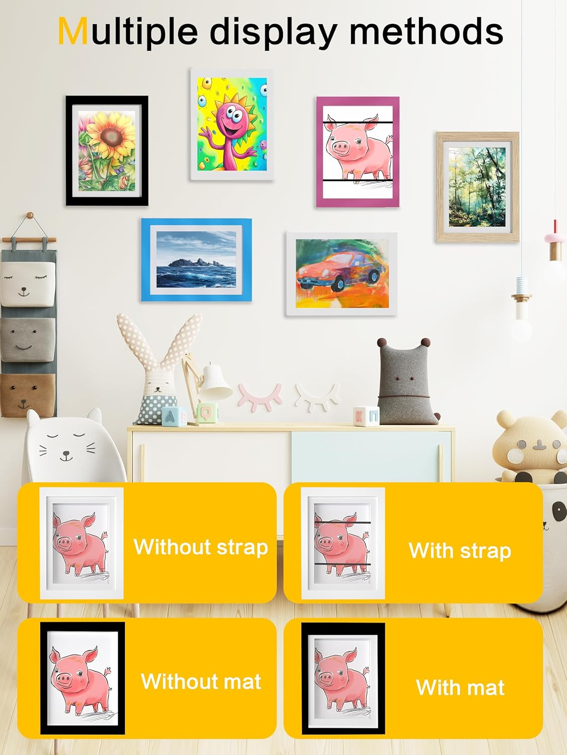 Orionstar 2 Pack Kids Art Frames, Artwork Picture Frames Changeable, Front Opening Picture Display Frames 11.8X8.5 Holds 100 A4 Pcs, Artwork Storage Frames for Children, Home and Office, Wood image number 2