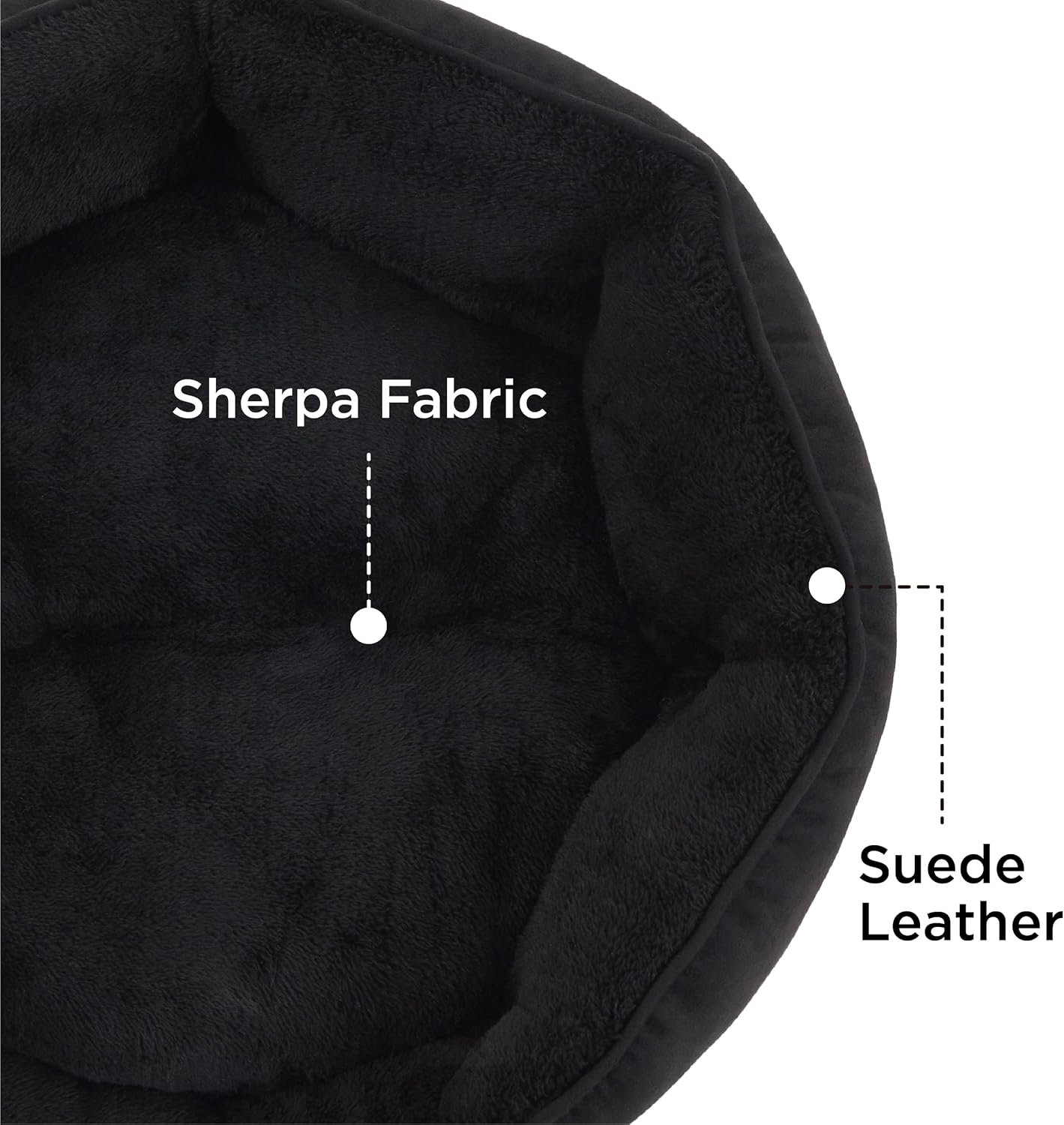 Bedsure Small Dog Bed Washable - Large Cat Beds for Indoor Cats and Puppy, round Dog Bed Sofa for Medium Dogs with Slip-Resistant Bottom, Black, 63X53X20Cm image number 6