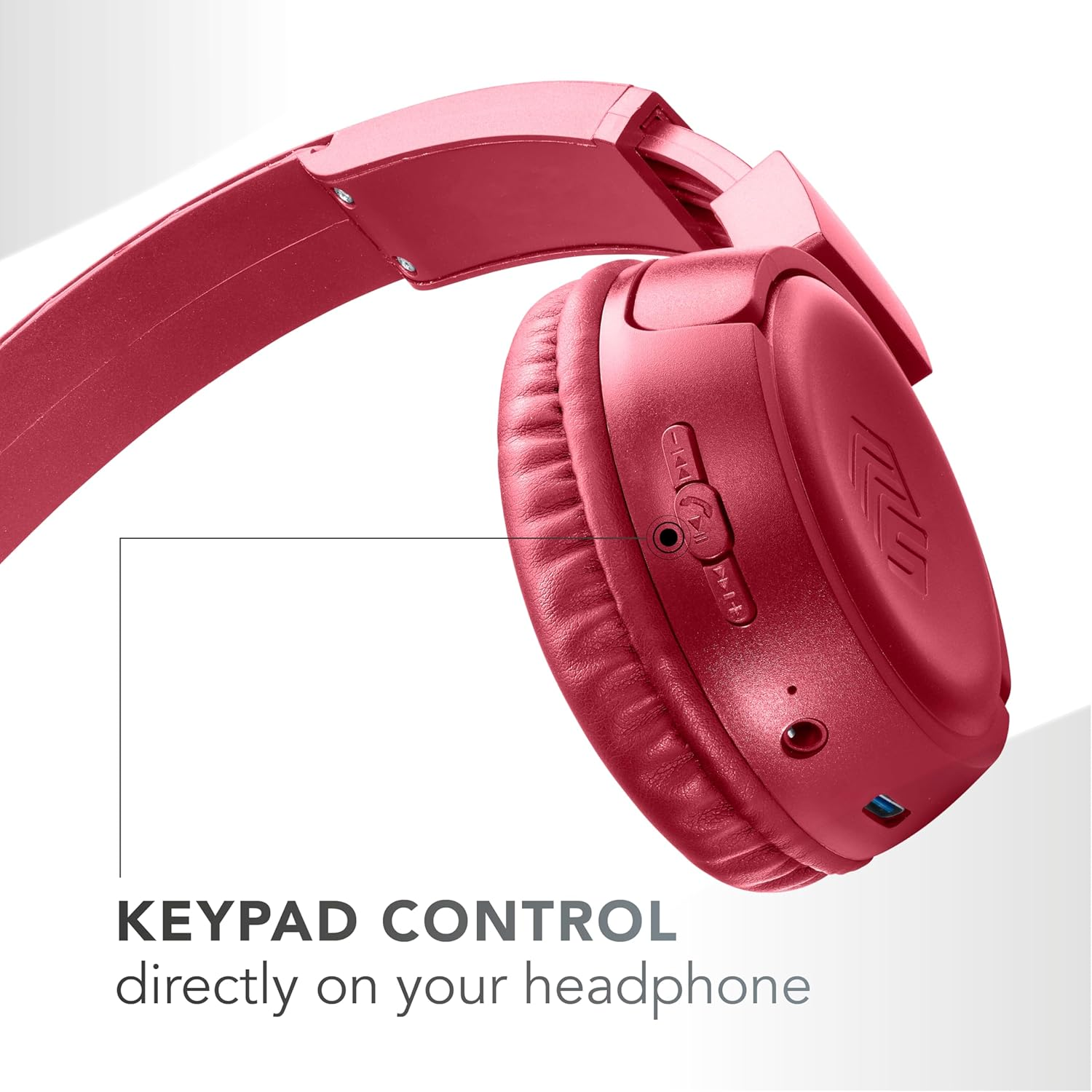 Music Sound - VIBED - Bluetooth Headset with Rotating and Folding Ear Pads - Padded Headband for Maximum Playtime 35 Hours - Red image number 5
