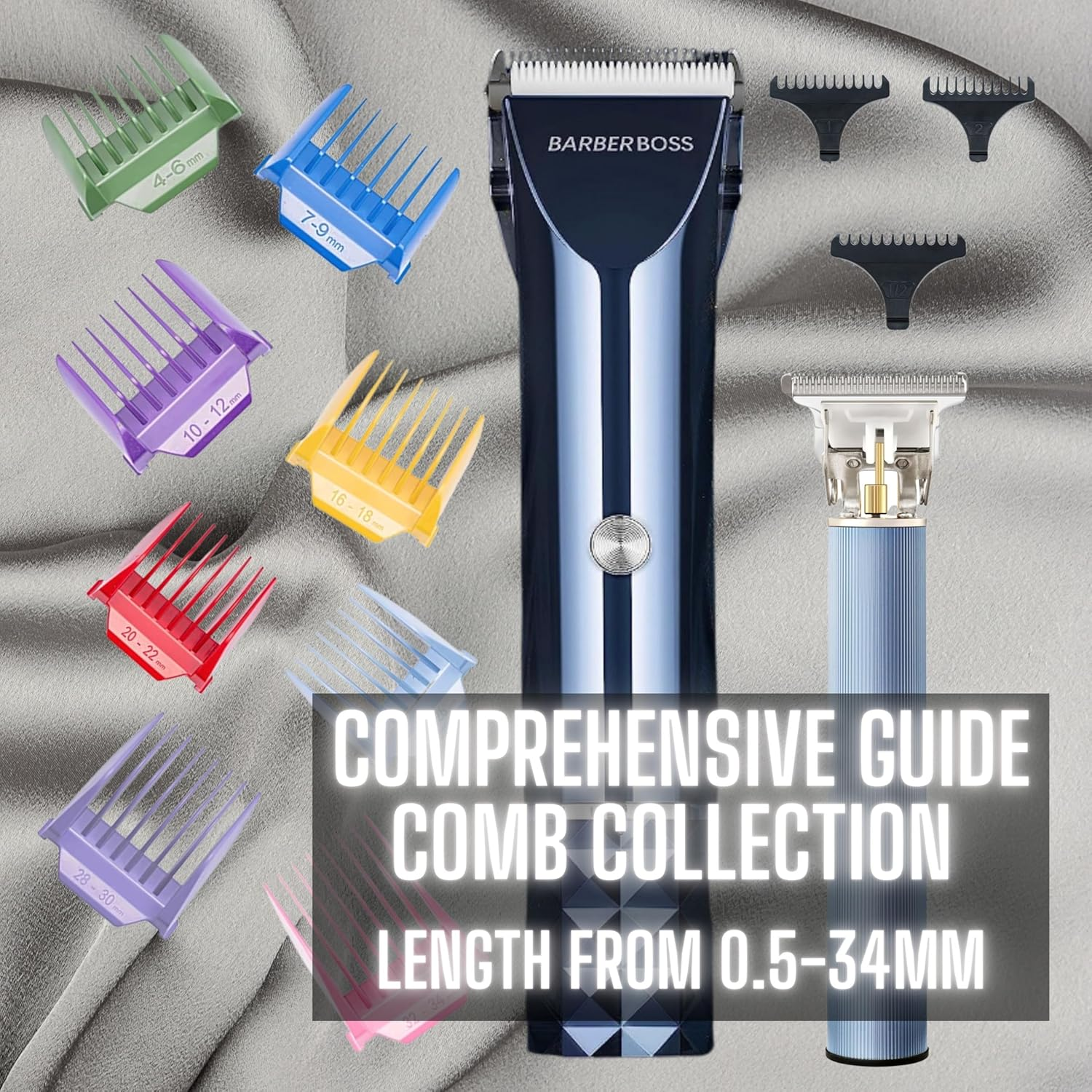 Barberboss Turbo Beard and Hair Trimmer for Men, Wireless LED Trimmer, Adjustable Blade Control, USB Fast Charge and 8 Length Comb Set, Men'S Grooming Kit image number 3