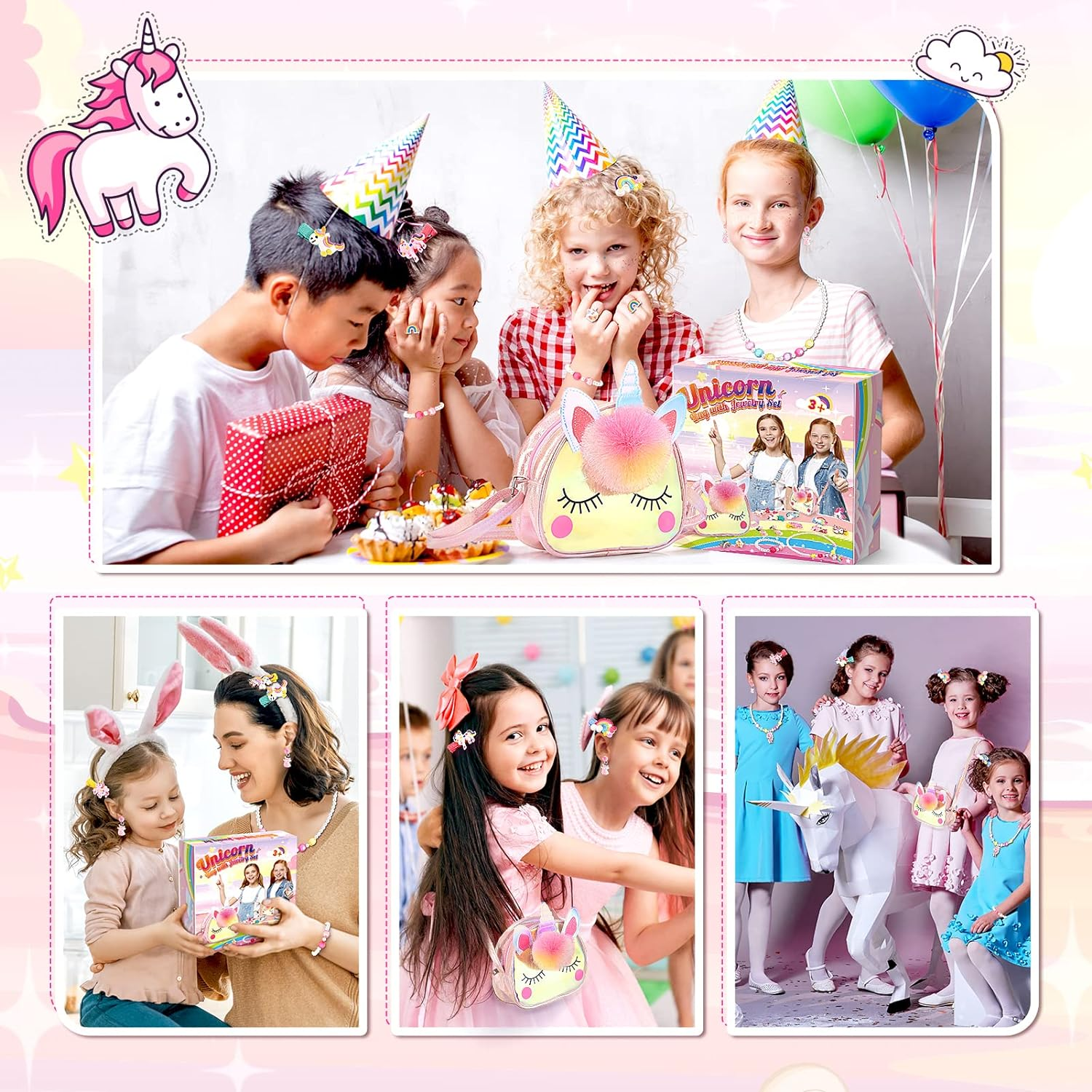 Unicorn Toys for 3-8 Year Old Girls, Vingtank Unicorn Bag with Jewelry Set Unicorns Gifts for Girl Age 3-8 Sweet Princess Toys Christmas Birthday Gifts for 3 4 5 6 7 8 Year Old Girls image number 2