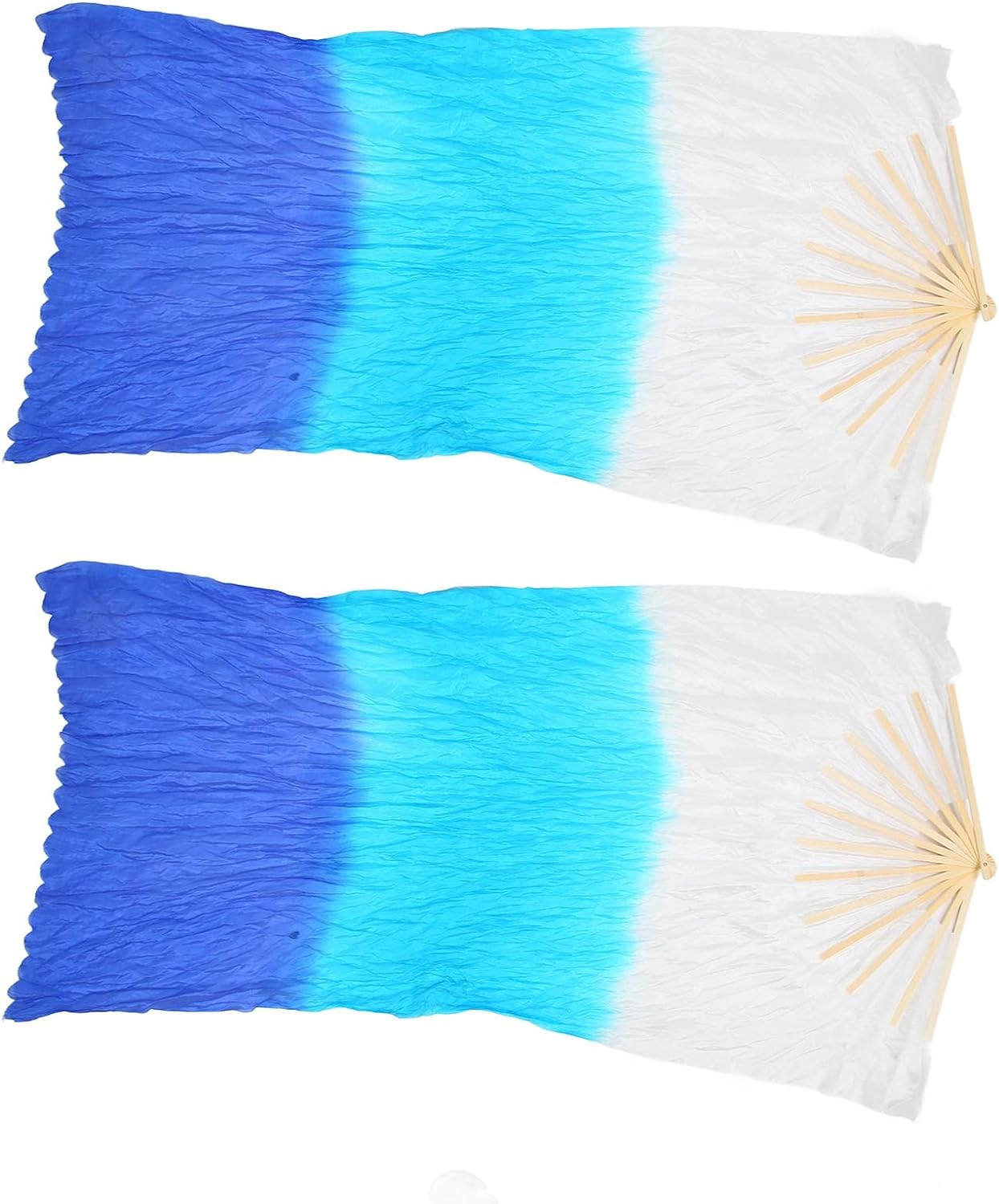 Silk Belly Dance Fan, 2Pcs 1.5M Artificial Silk Belly Dance Bamboo Fan Veils National Dance Artificial Silk Veil Fans Long Folding Imitated Silk Fans for Dancing Performances