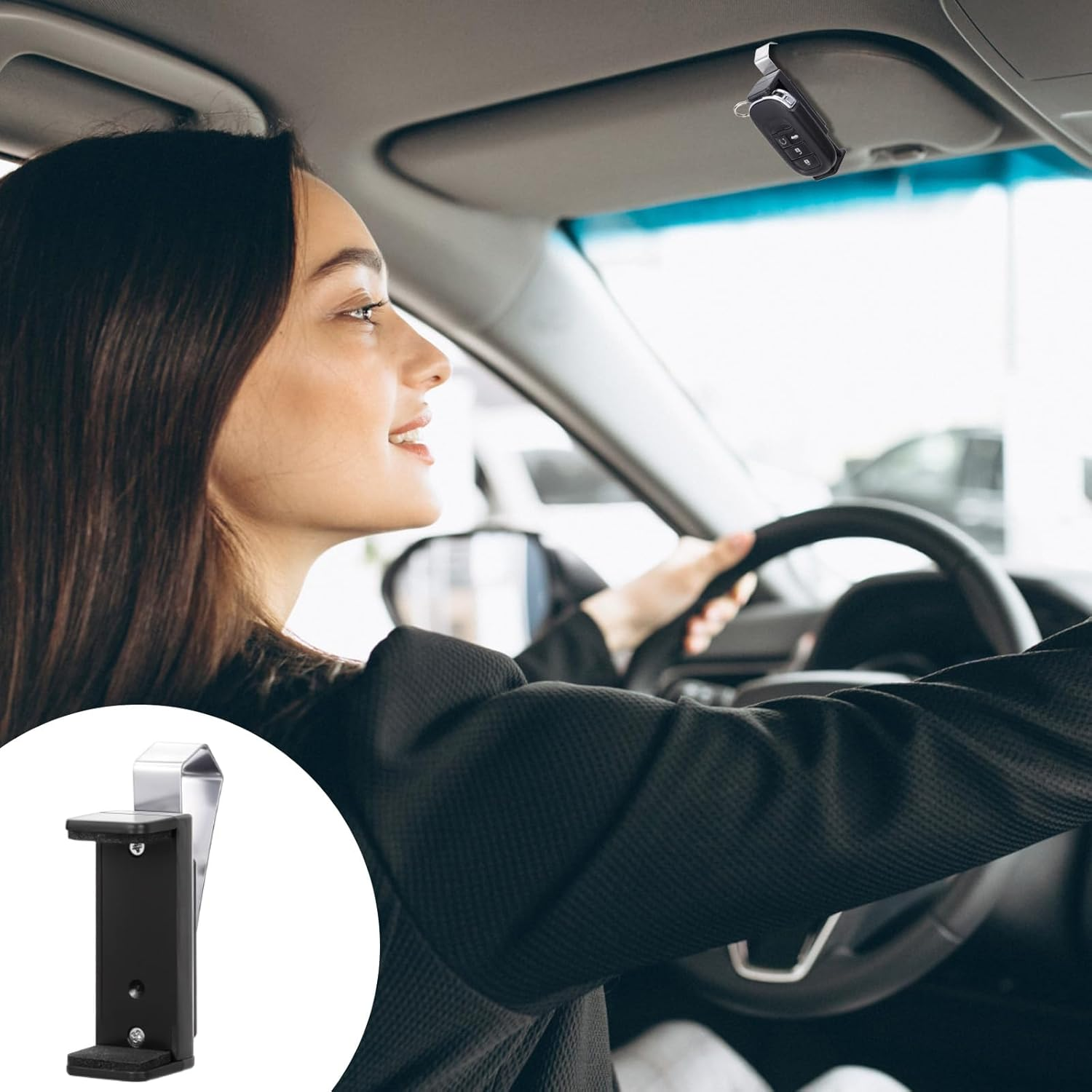 Pack of 2 Garage Door Opener Clip, Universal Garage Door Opener, Adjustable Visor Clips, Gate Remote Control Holder, Suitable as Replacement for Remote Controls of Different Sizes (5.3-7.2 Cm) image number 1