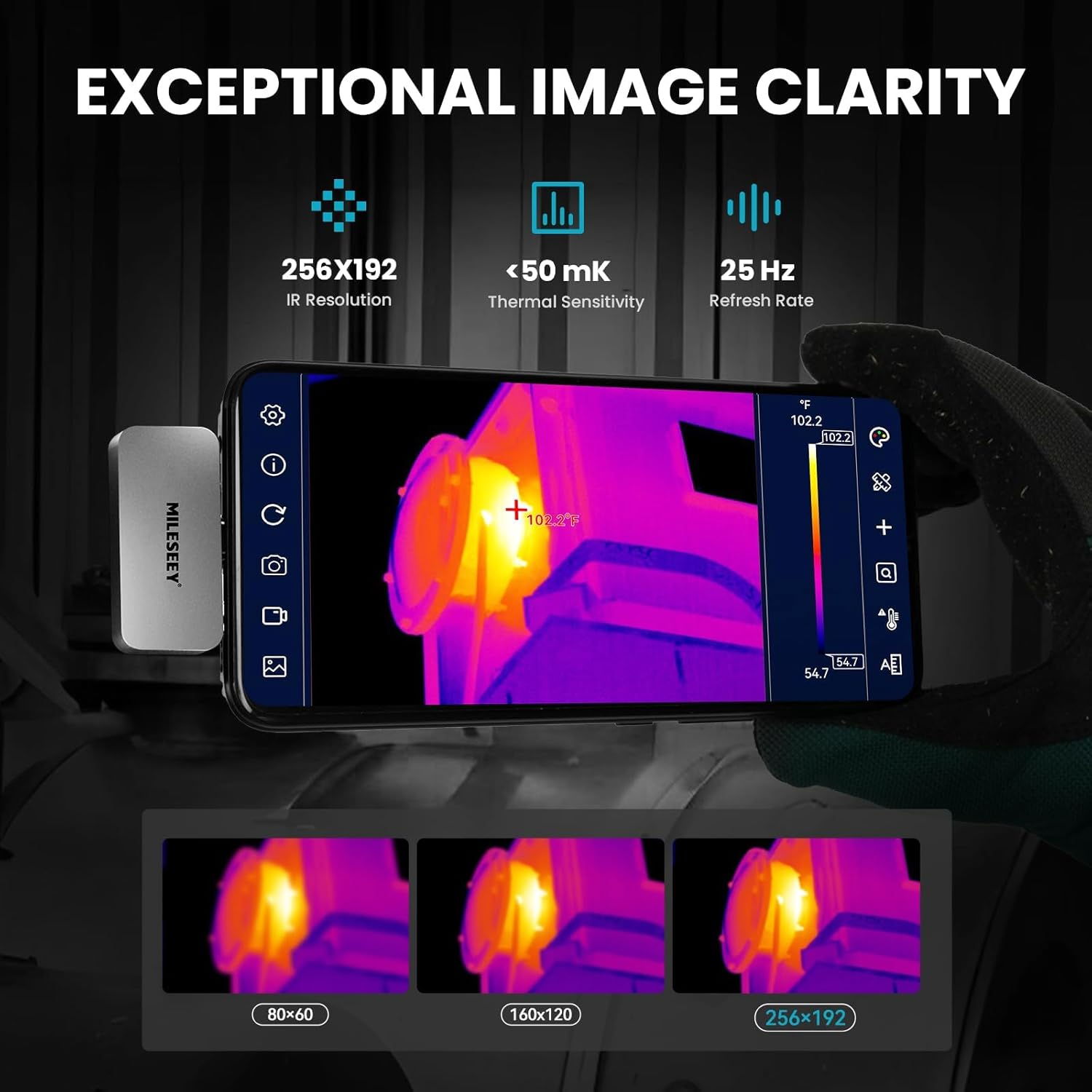 Mileseey Tr256I Thermal Imaging Camera for Android, 256X192 Resolution, 25Hz Refresh Rate, -20&deg;C to 350&deg;C Temp Range, Thermal Imager for Smartphones USB-C image number 5