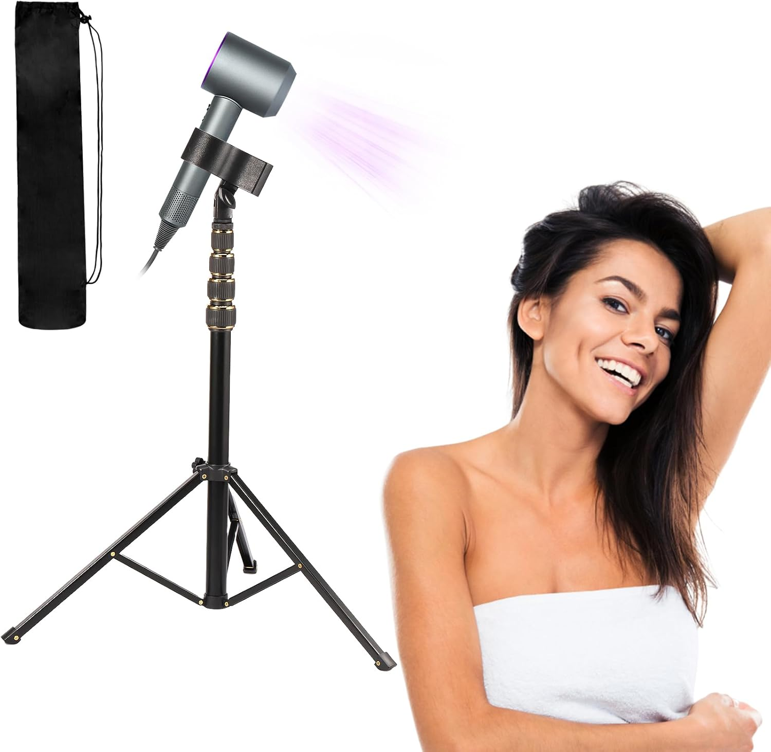 Awobepl Hands Free Hair Dryer Stand Holder Blow Dryer Floor Stand with Storage Bag image number 5