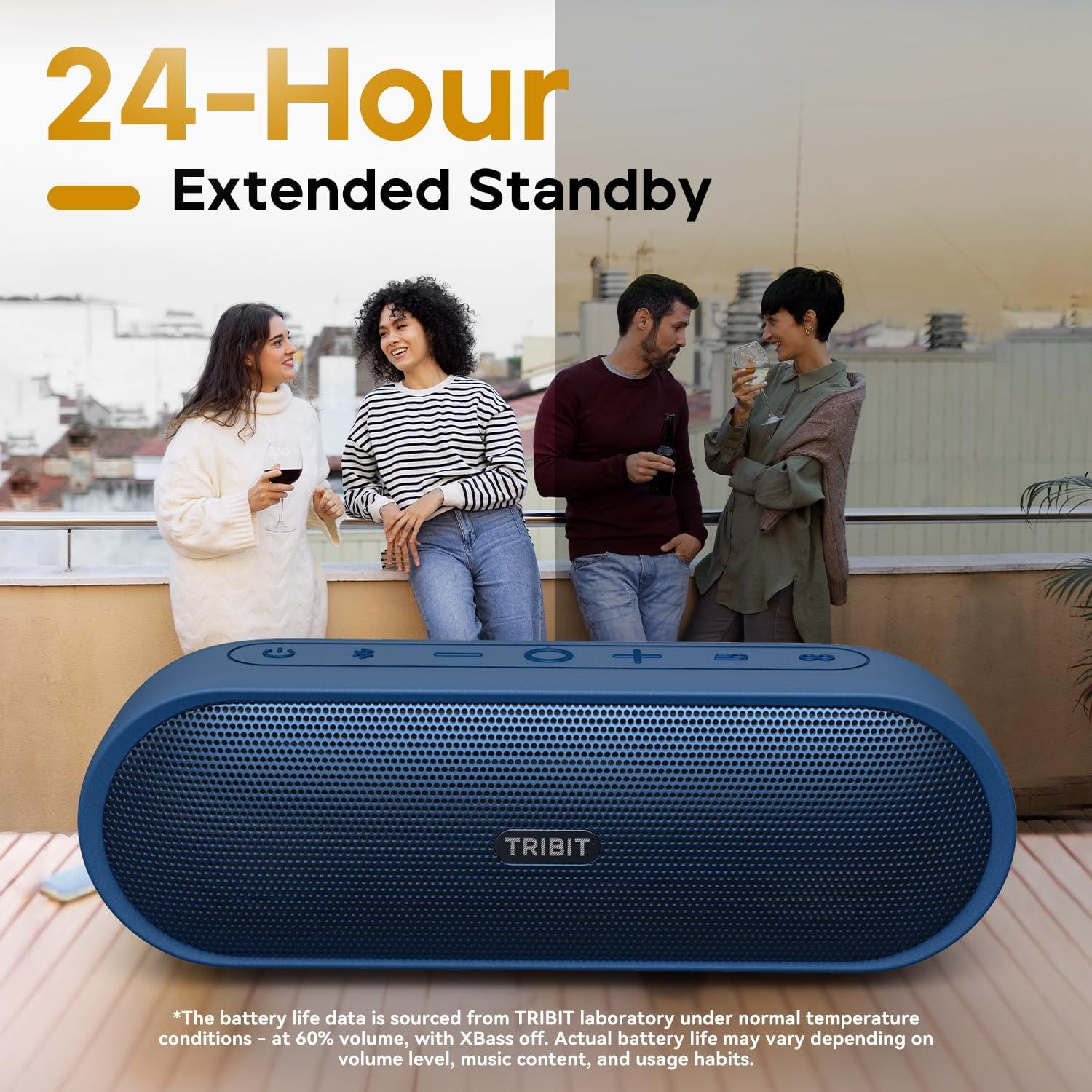 Tribit Xsound Plus2 30W 5.3 Bluetooth Wireless Speakers,Powerful Louder Stereo Sound with Bass-Enhanced Xbass Function,24H Playtime,Ipx7 Waterproof,Built in Mic,150Ft BT Range for Home/Outdoor,Blue image number 6