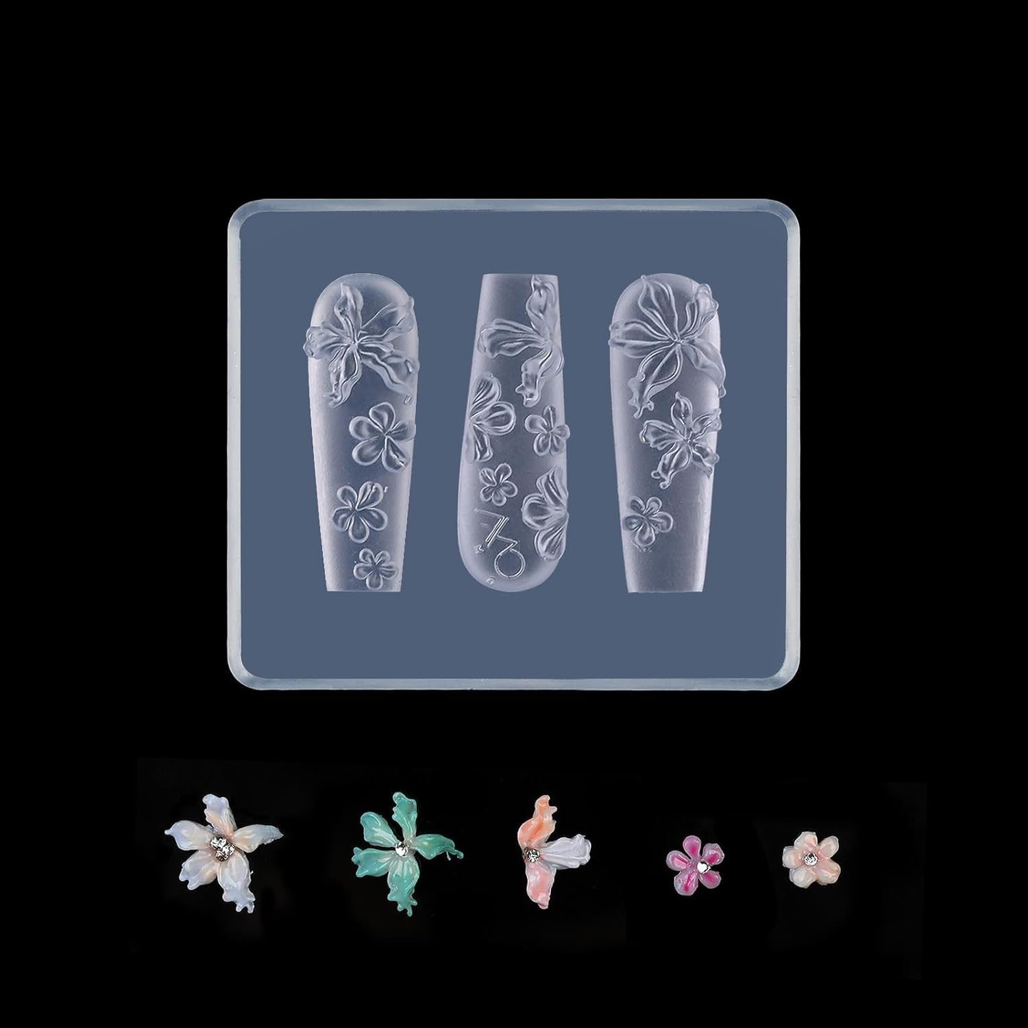 Hecticcore 3D Flower Nail Art Silicone Mould Nail Art Silicone Tools, Flower, Rose Nail Art Engraving Template, for Nail Design, 3D Gel Nail Charms, Silicone Casting Moulds for Resin Art and Nail Art image number 5