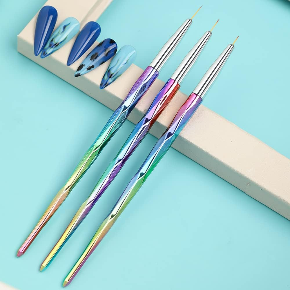 3Pcs Liner Painting Brush Nail Art Brushes Nail Art Pens Liner Brush Professional Painting Nail Art Design Brush Pen DIY Nail Art Tool for DIY Nail Art Designs(7/9/11Mm) image number 1