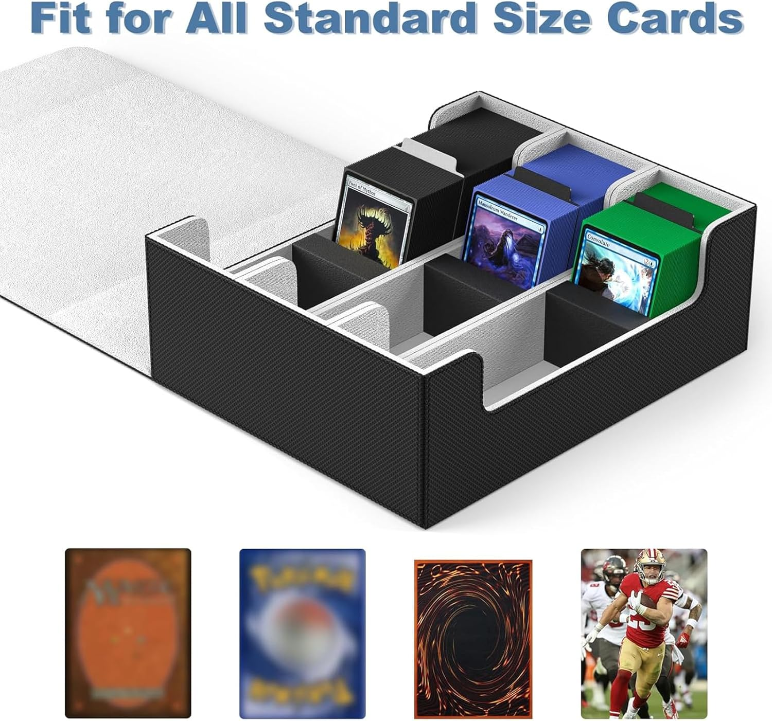 Card Deck Case for Trading Cards 1800+, Leather Magnetic Closure Trading Storage Box Protectors for Yugioh, MTG, TCG, Sport Card, Magic Game Cards, 29 * 25 * 11Cm image number 4