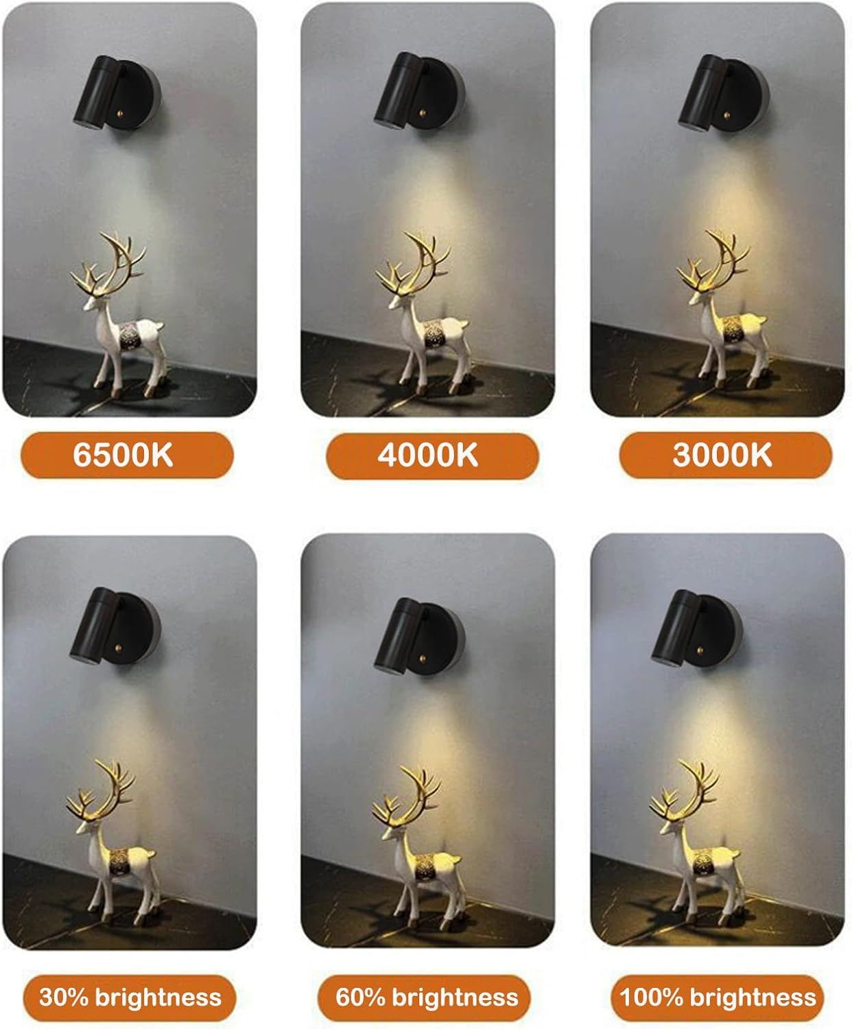 Spot Lights Indoor, Rechargeable Plant Spotlight Indoor, 350&deg; Rotate Wireless LED Uplighting, Battery Powered Ceiling Spotlight for Artwork Painting Tree Plant Picture Lights Wall Light (Black) - Black image number 6