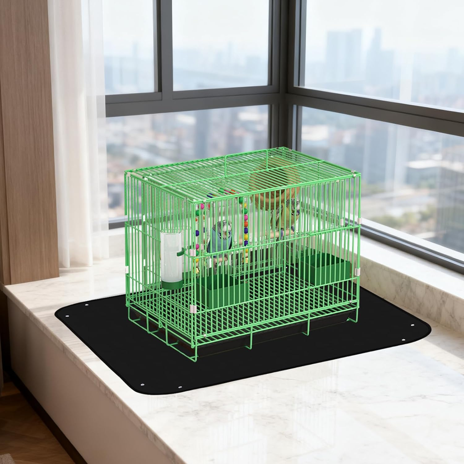 Waterproof Bird Cage Mat 39 X 39 Inch Easy Clean and Convenient Use under Pet Cage Mat for Protect Floors（Black） image number 5