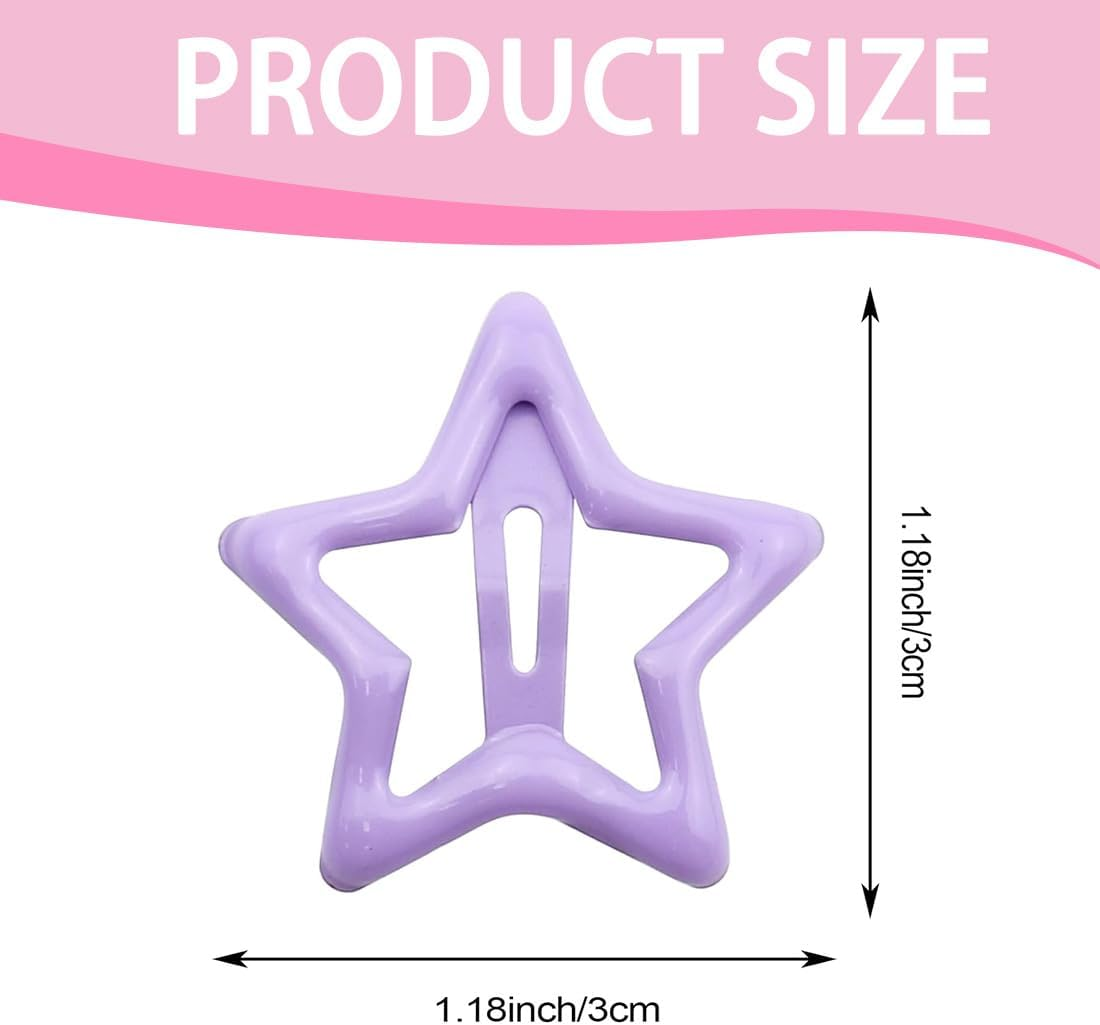 BQRKOTM Pack of 50 Star Hair Clips, Pentagram Hair Clips, Y2K Hair Pins, Metal Non-Slip Star Hair Clips, Retro Punk BB Hair Clips for Women and Girls