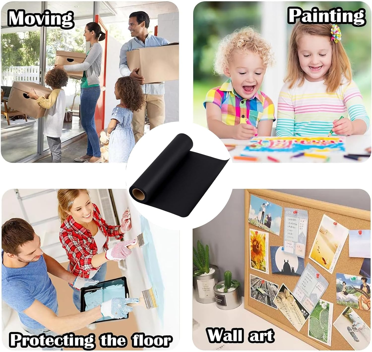 Jotia 1 Roll 30Cm X 10M Black Kraft Paper Roll, Kraft Wrapping Paper Roll Recycled Kraft Paper for Gift Wrapping, Wall Art, Postal, Shipping, Bouquet Flower Wrapping, DIY Arts Crafts, Bulletin Board image number 1