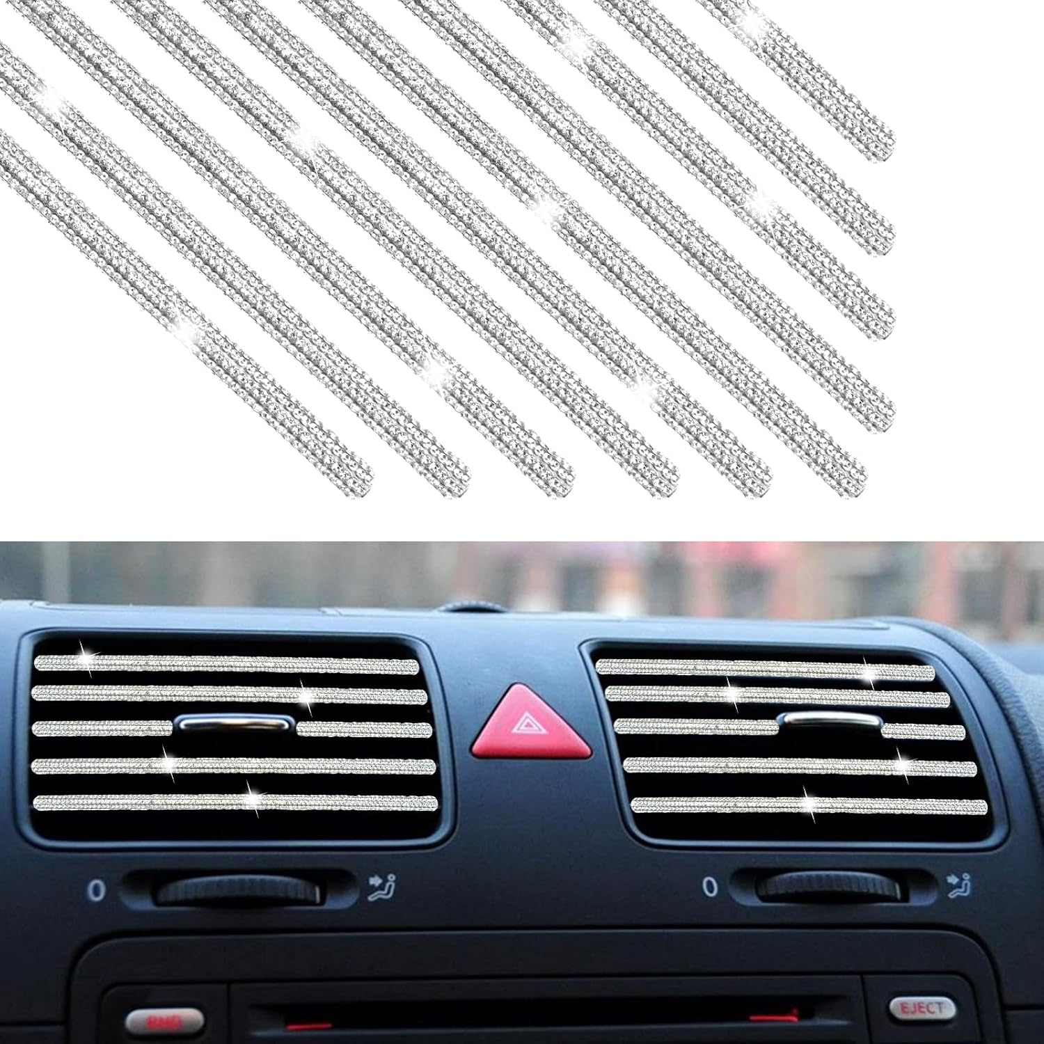 10PCS Bling Car Air Conditioner Decoration Strip for Vent Outlet, Rhinestone Car Air Vent Outlet Moulding Trim Strip, Bling Diamond Car Accessories Interior for Women and Girls image number 6