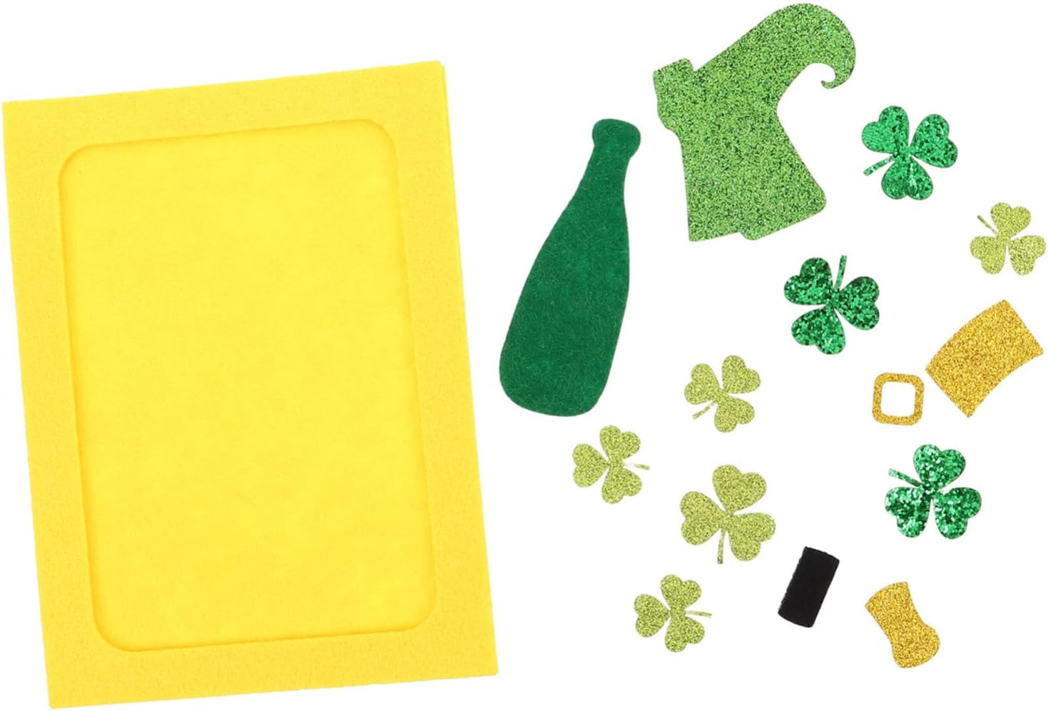 DIY Patrick'S Day Photo Frame Non Woven Green Shamrock Decorative Craft Frame for Home Office and Holiday Decor Present for Creative DIY Projects