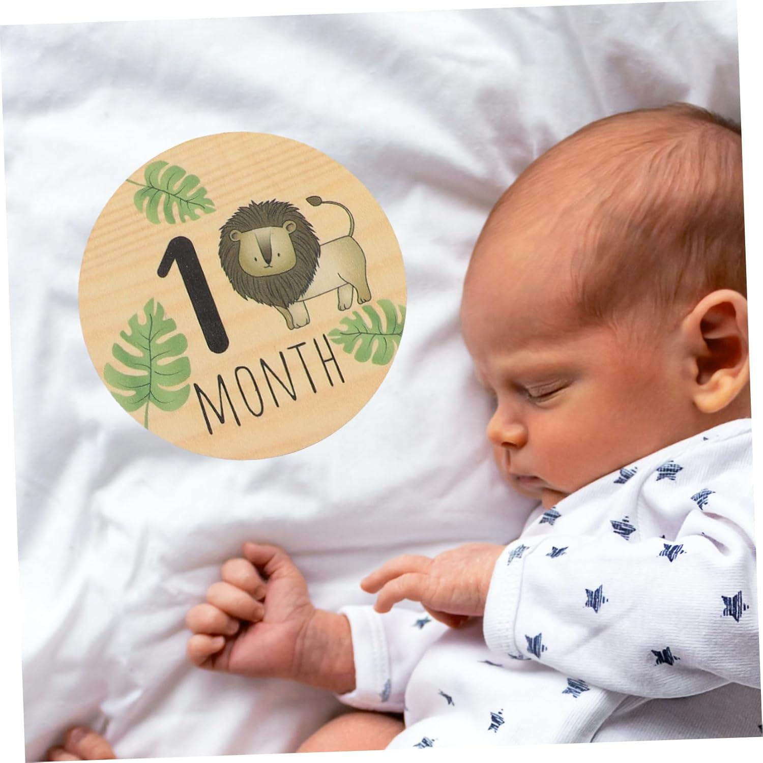 7Pcs Wooden Milestone Signs Double-Sided Cartoon Animal Monthly Cards for Newborn Announcements Photography Props and Shower Decor image number 6