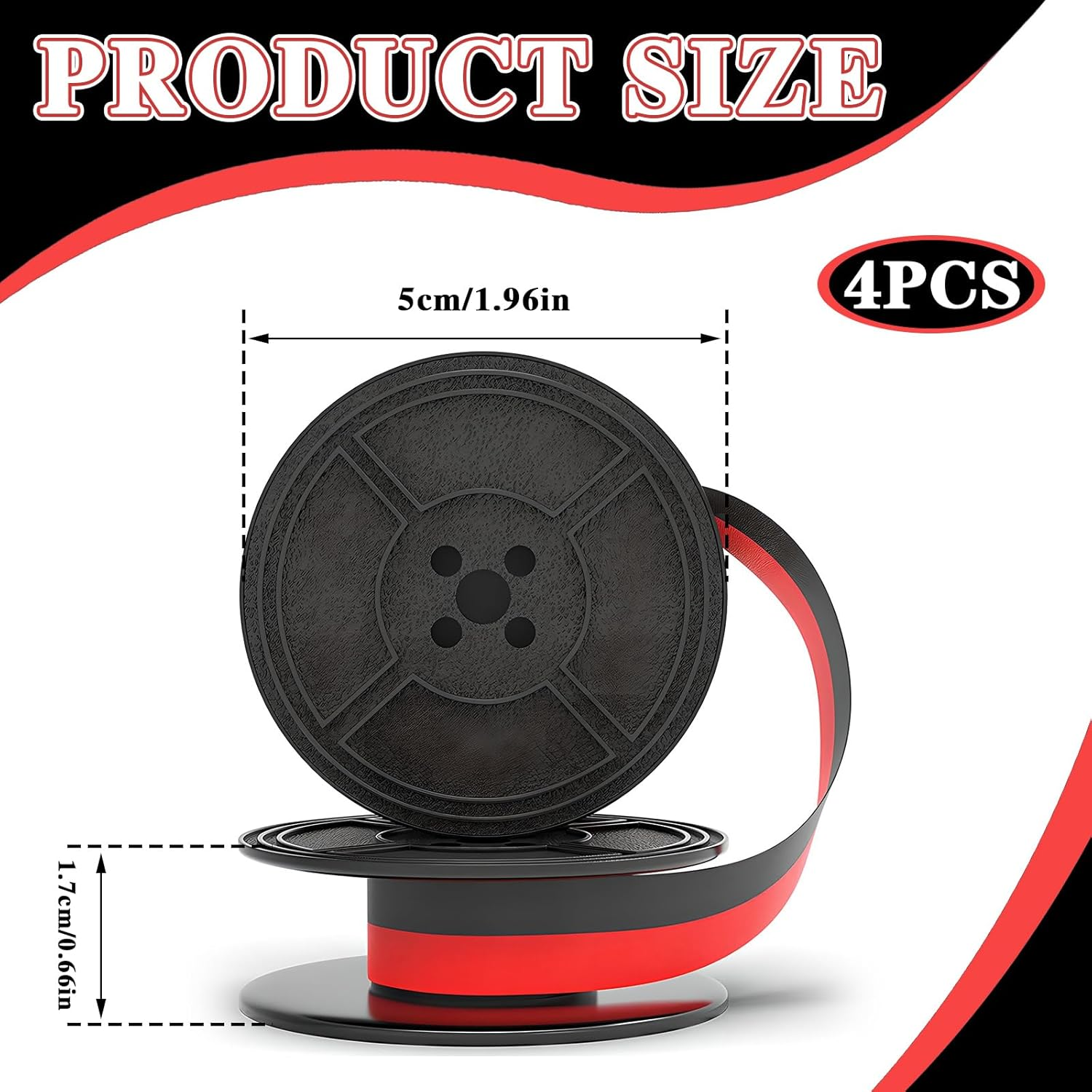 4 Pairs Universal Typewriter Ribbon, Twin Spool Ribbon Replacement Pack, Typewriter Ink Ribbon for Most Typewriter - Black image number 5