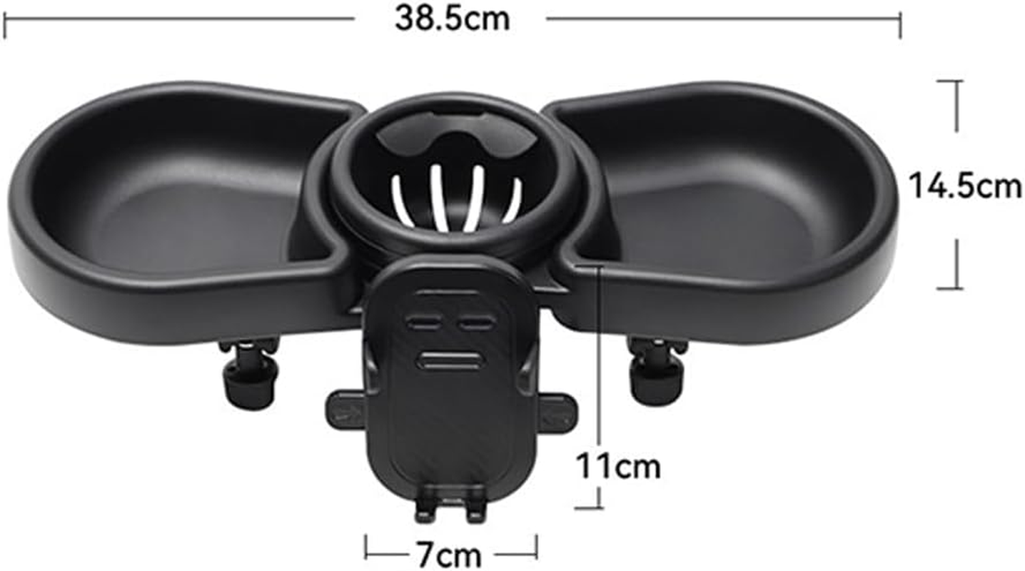 Universal Stroller Snack Tray, Stroller Tray Accessories, Stroller Cup Holder, Adjustable Clamp Design, Spill-Resistant Grip Feature, for City Walks, Car Trips, Park Visits (Black) image number 2