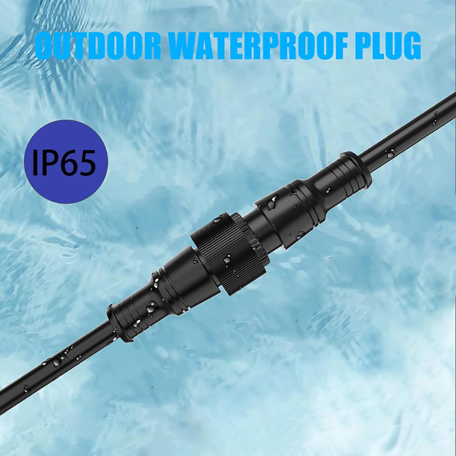 Tunghey 2Pack 3 Pin 24AWG IP65 Extension Cable Wire with Male and Female Connectors at Both Ends for Single Color RGB 5630 5730 5050 WS2813 Etc LED Strip 15Mm Nut Small Size (2M)